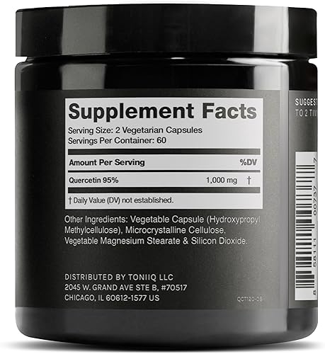 Miniatura 2 de Cápsulas de quercetina de ultra alta pureza - 95%+ altamente purificadas y altamente biodisponibles - 1000 mg por porción - Suplemento de quercetina