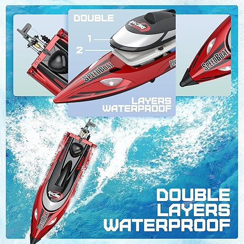 Miniatura 4 de BEZGAR Bote RC grande, barco de control remoto grande de 18 pulgadas para adultos, barco RC de velocidad rápida de 35 KMH para el lago del océano,