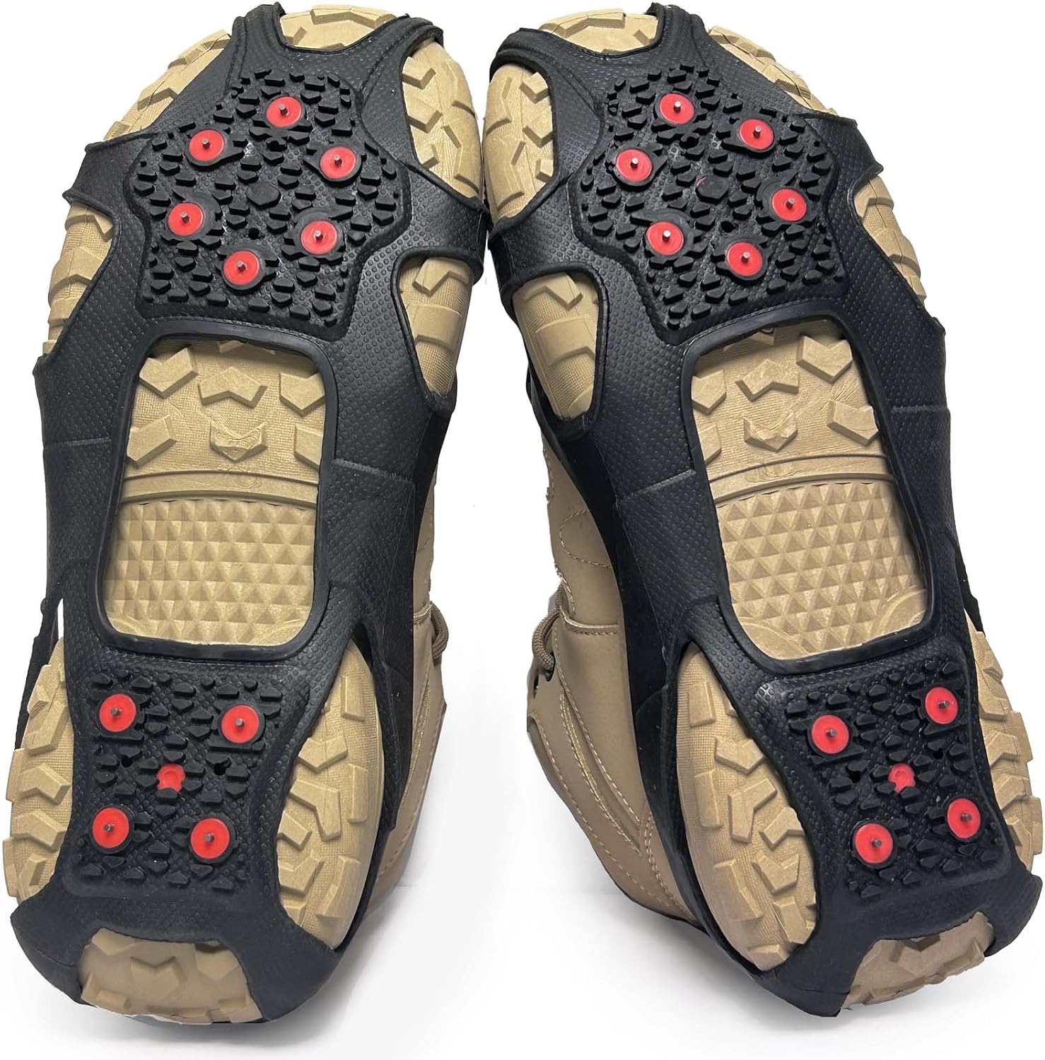 Upgraded Tungsten Crampon, Fashion Ice & Snow Grips with Fluorescent for Shoes and Boots, Removable Shoe Traction for Hiking, Jogging in Winter Outdoor