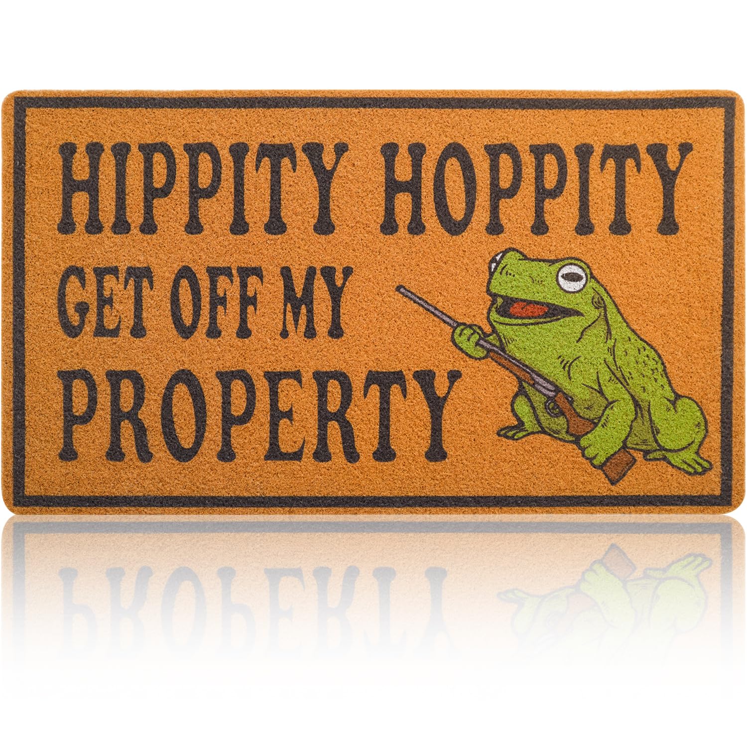 Faptoena Funny Door Mat for Front Door, Frog Coir Doormat for Outside Entrance Hippity Hoppity Get of My Property Welcome mats 30x17 inch with Anti-Slip Rubber Backing,Perfect Home Decor for Porch