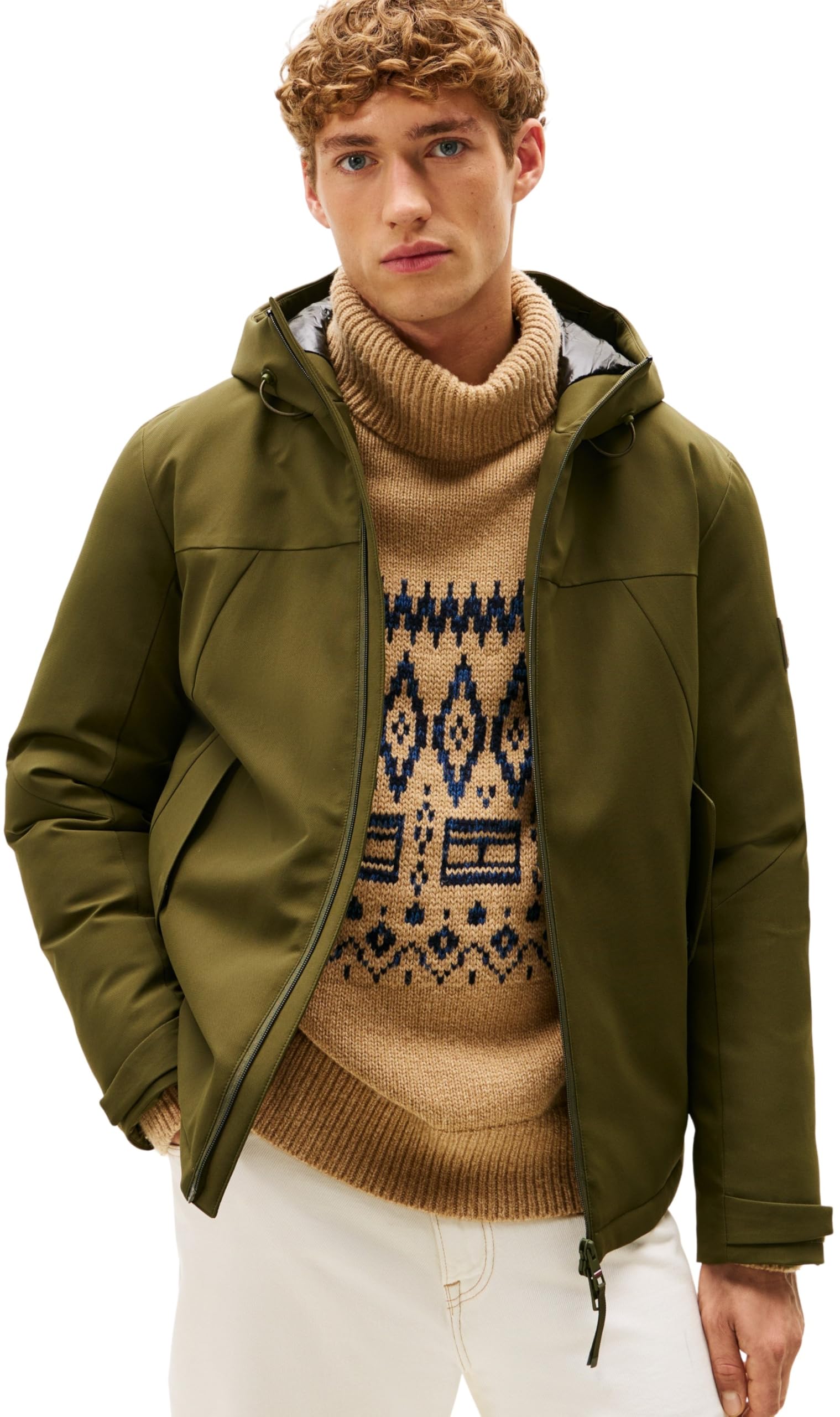 Tommy Hilfiger Men's Short Tech Hooded Water Repellent Windbreaker, Green (Huntsman Green), XXL