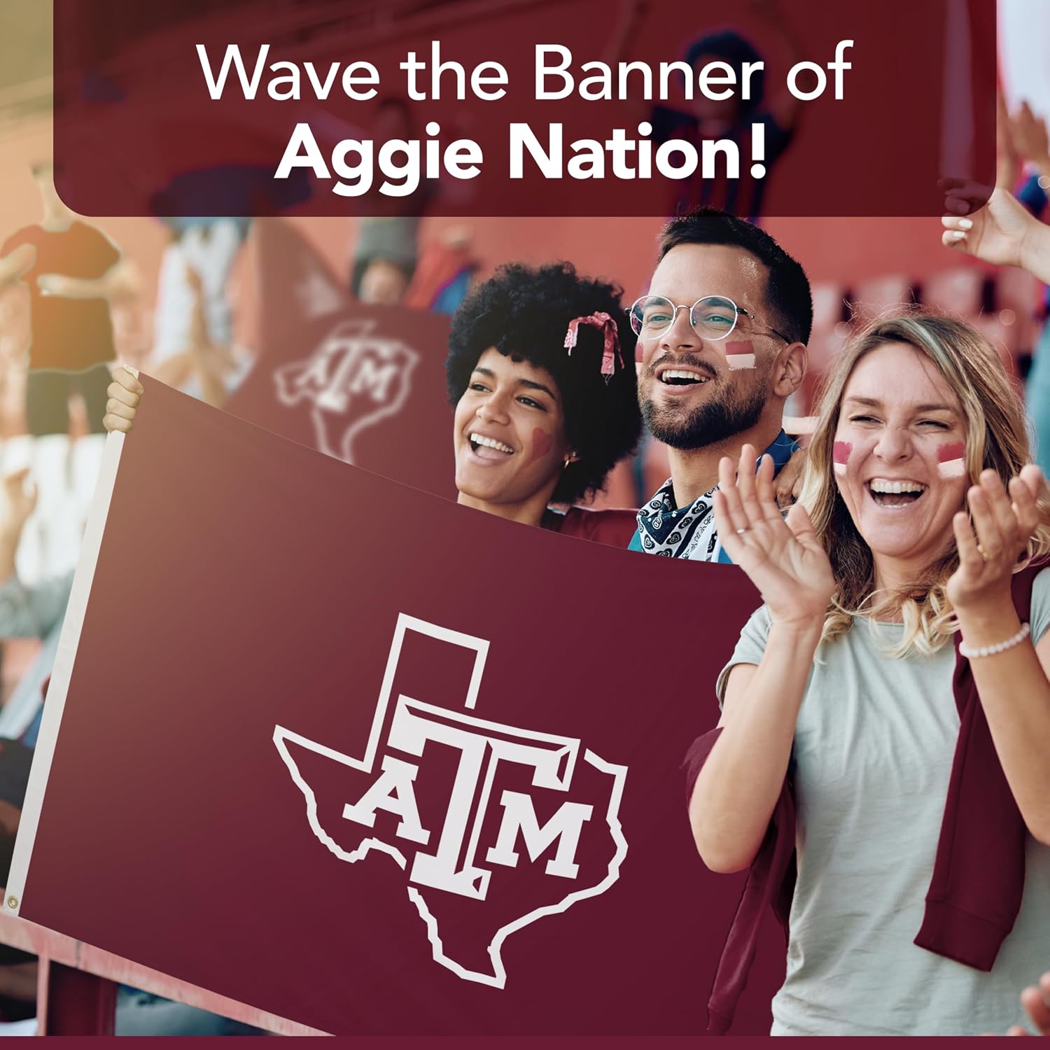 Texas A&M Aggies College Sports Printed Flag - NCAA Licensed - Nylon - School Banner (Maroon, White) (3' x 5')