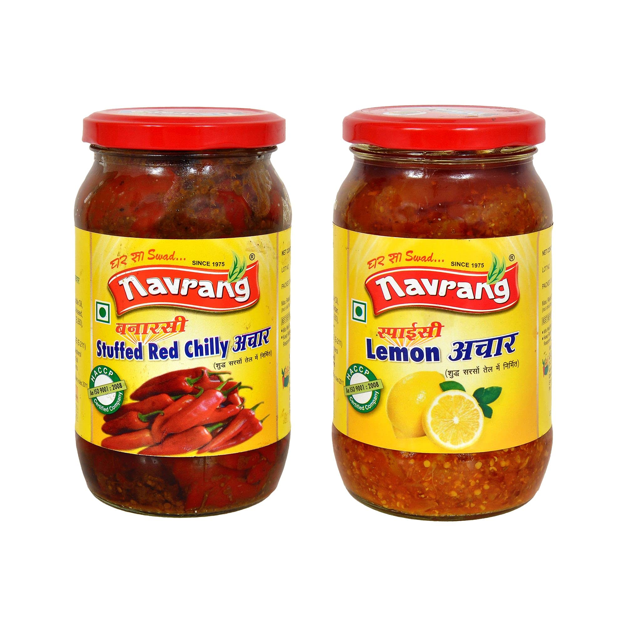 Navrang Homemade Combo Banarsi Red Stuffed Chilli 200gm lal mirch mirchi ka Bharwa Indian achar and Spicy Lemon Pickle 200gm Nimbu ka Achaar Ghar sa Swaad Made with Pure Mustard Oil (B09GB8N3ZT) Amazon Price History, Amazon Price Tracker