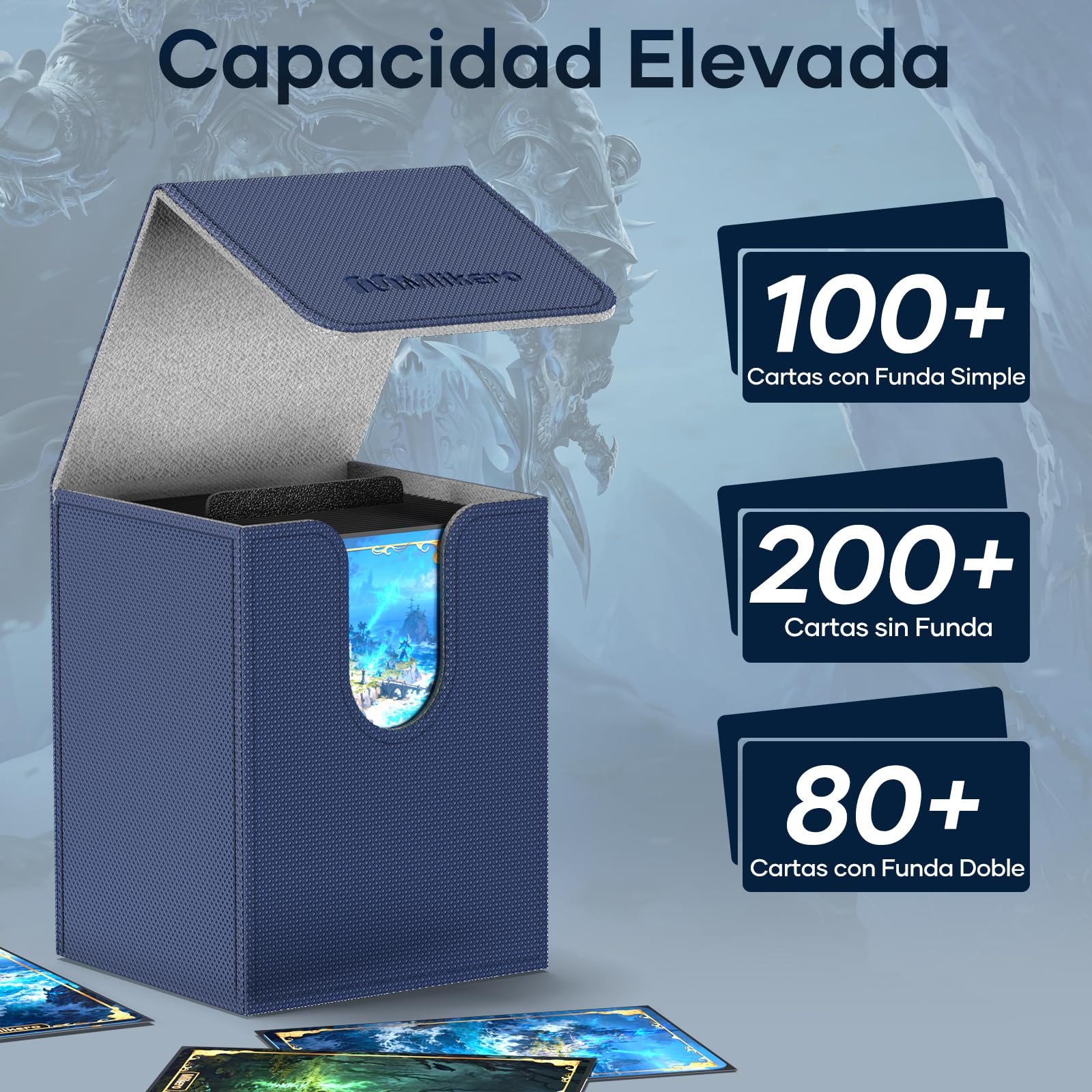 Mlikero 4 Pack Deck Box de Gran Tamaño y Apta para 100+ Cartas de una Sola Manga con 4 Divisores, Caja Carta Deckbox, Caja carta de Cuero de Calidad para Card Coleccionables