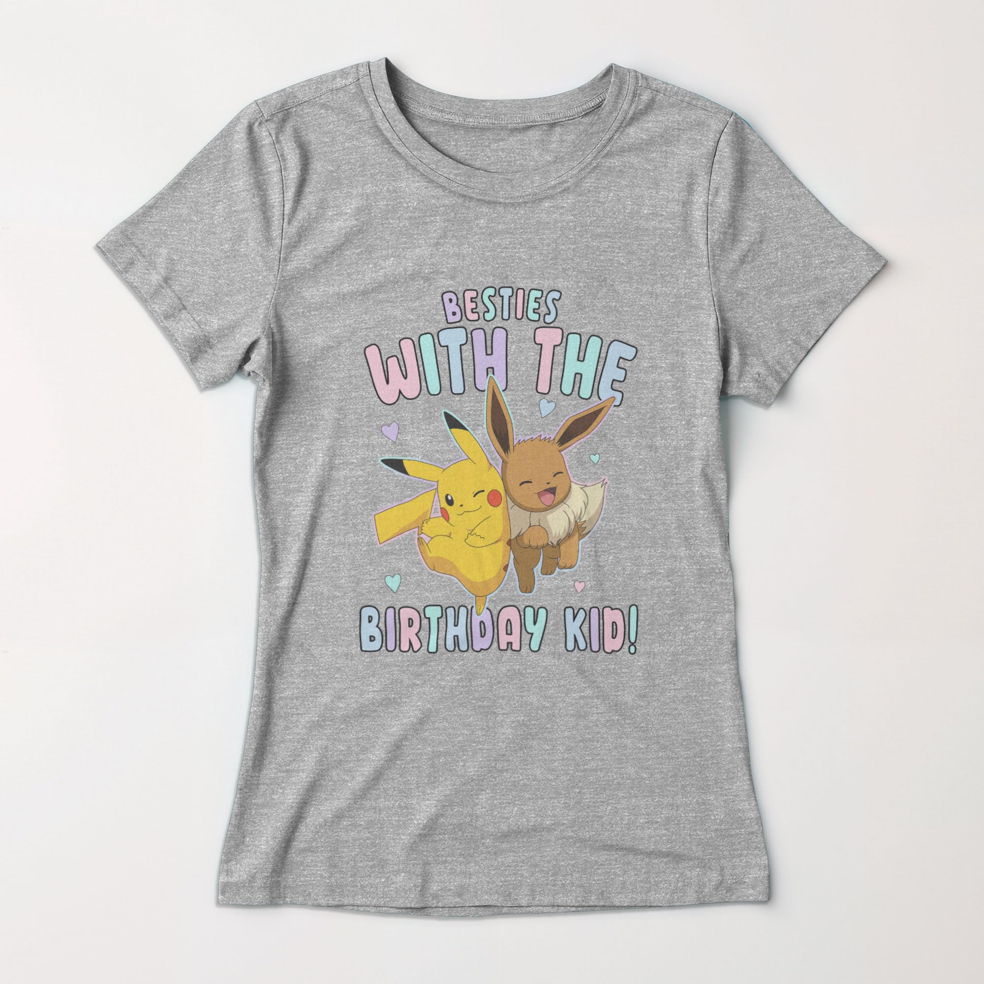 Pokemon Girls Cuteness Birthday Short Sleeve Tee Shirt, Athletic Heather
