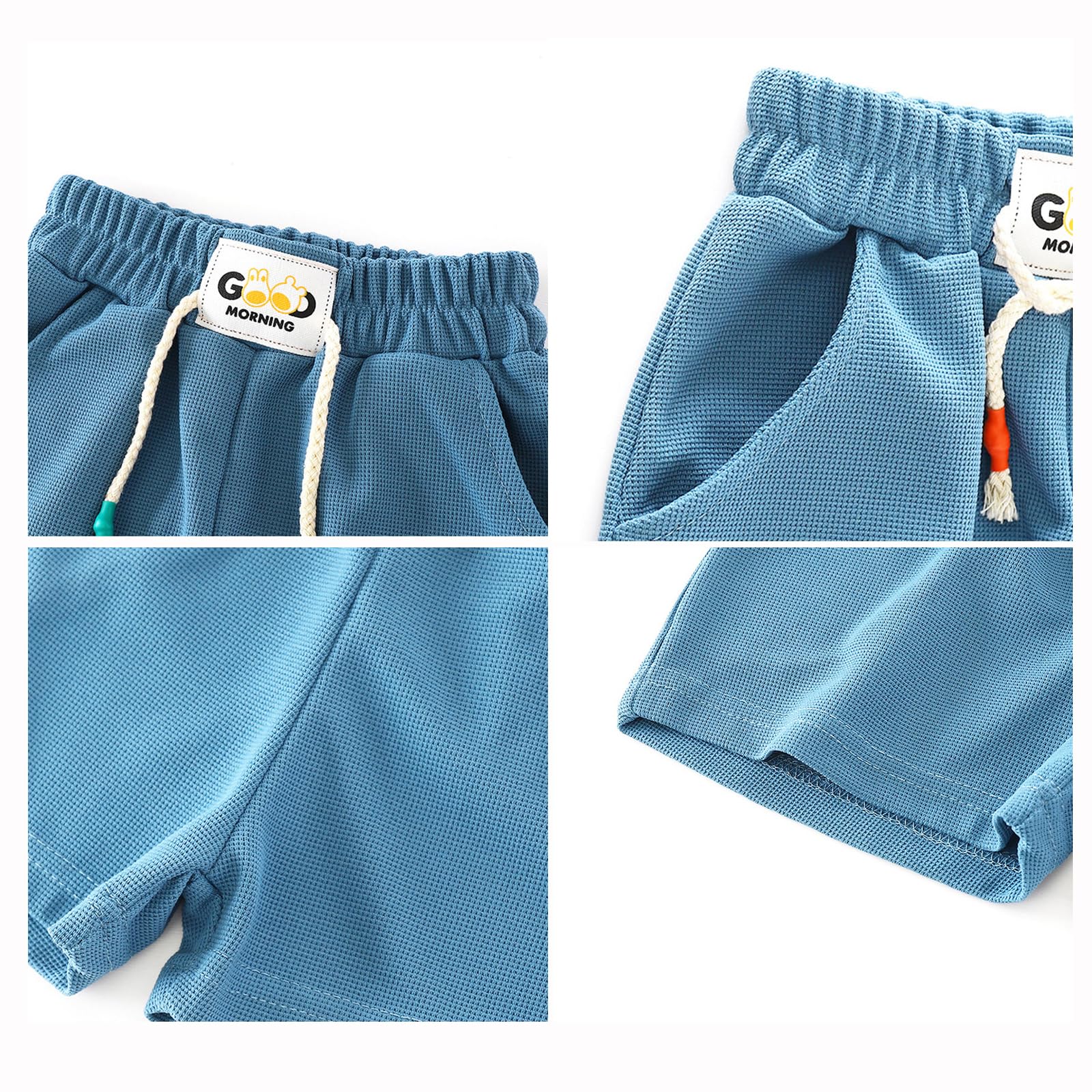 HSTiSan Kids Shorts Summer Running Active Fashions 3 Piece Children Short Light Thin Black White Khaki 3-4Years