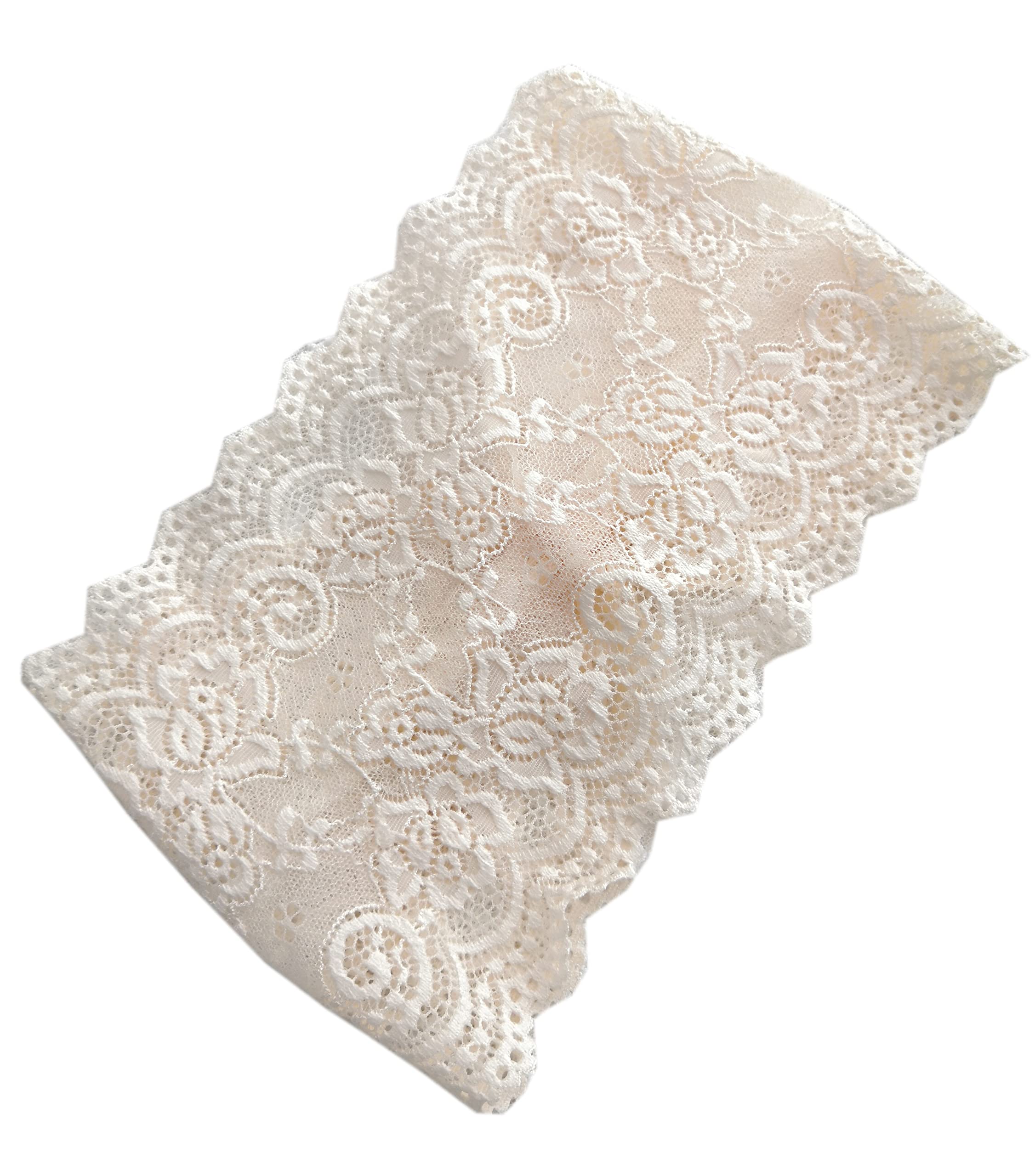 Oyabridal 6'' Wide Lace Headbands for Women Headcovering Women's Lace Headwrap H3 (Beige-Band)