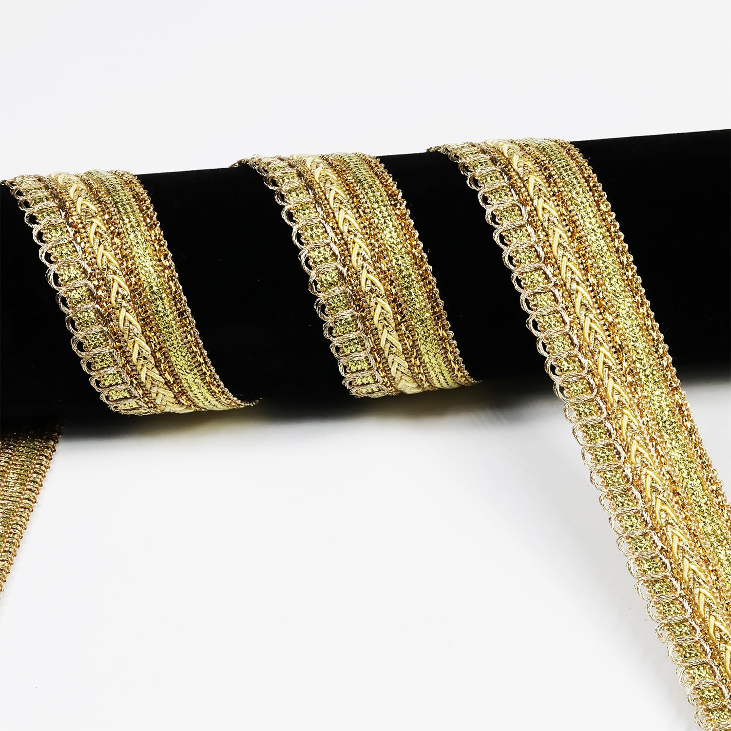 5 Yards，Width 27mm/1.1Inch, Golden lace Trim Craft Ribbon Decorated Gimp Trim for Wedding Bridal, Performance Costumes or Jewelry, Crafts and Sewing （Golden） — image 1