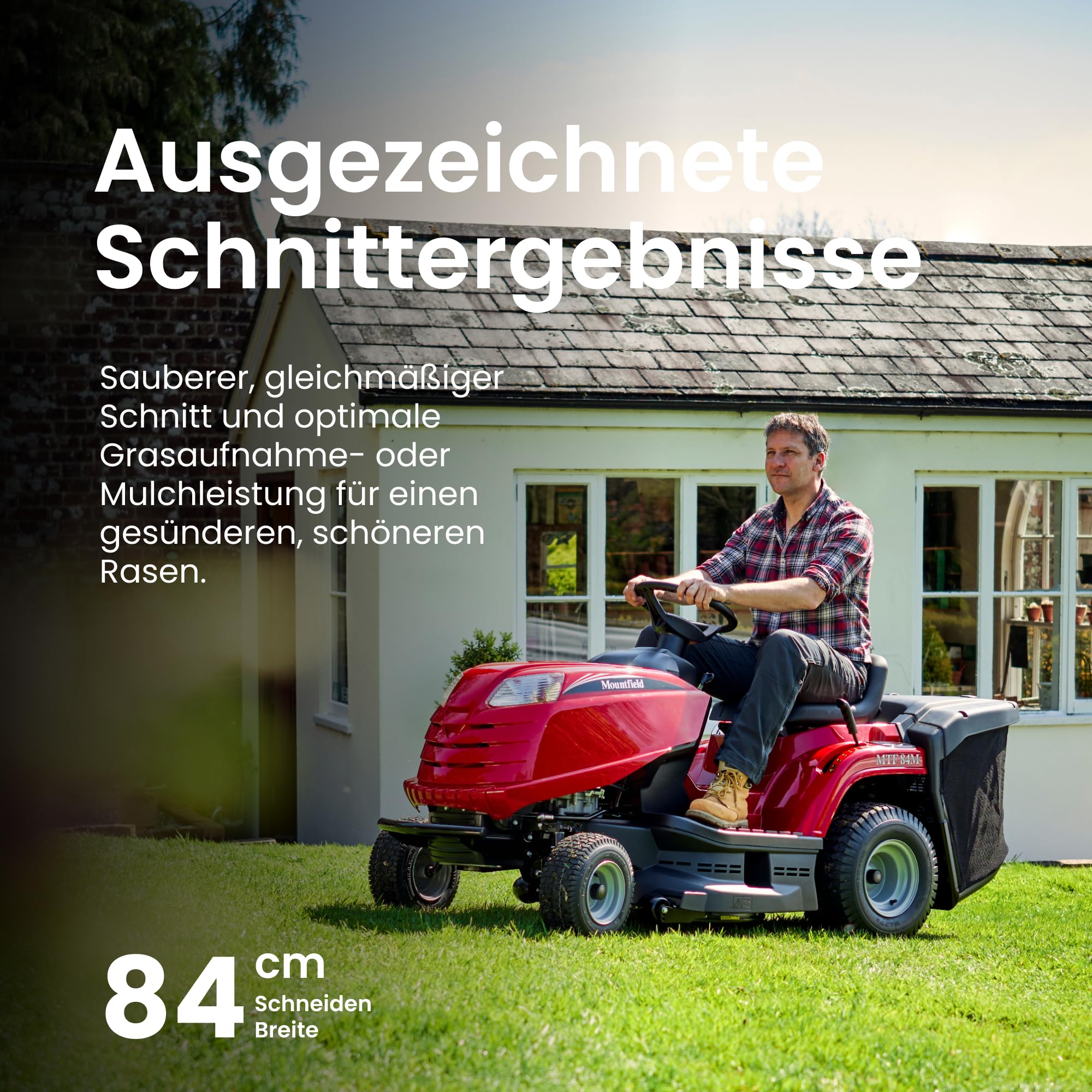 STIGA MTF 84M Aufsitzmäher, 352 cm³, 84 cm, 200 l – Schaltgetriebe, 7 Schnitthöhen (25–80 mm) – Rasenflächen bis 3.000 m²