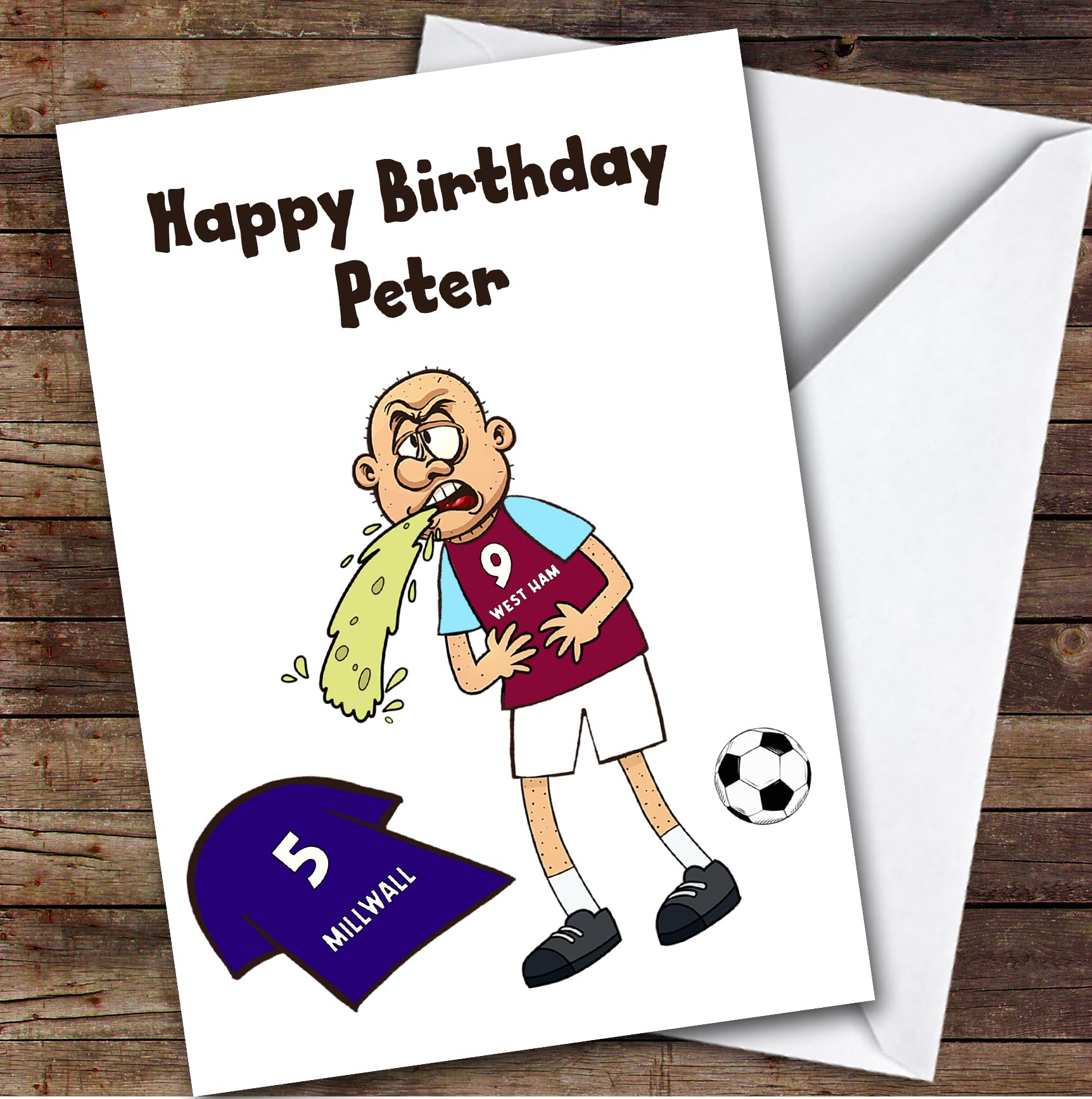 Westham Vomiting On Millwall Funny Millwall Football Fan Birthday Card | Personalised Birthday Card | Funny Football Birthday Card for Him | Millwall Fan Birthday Card