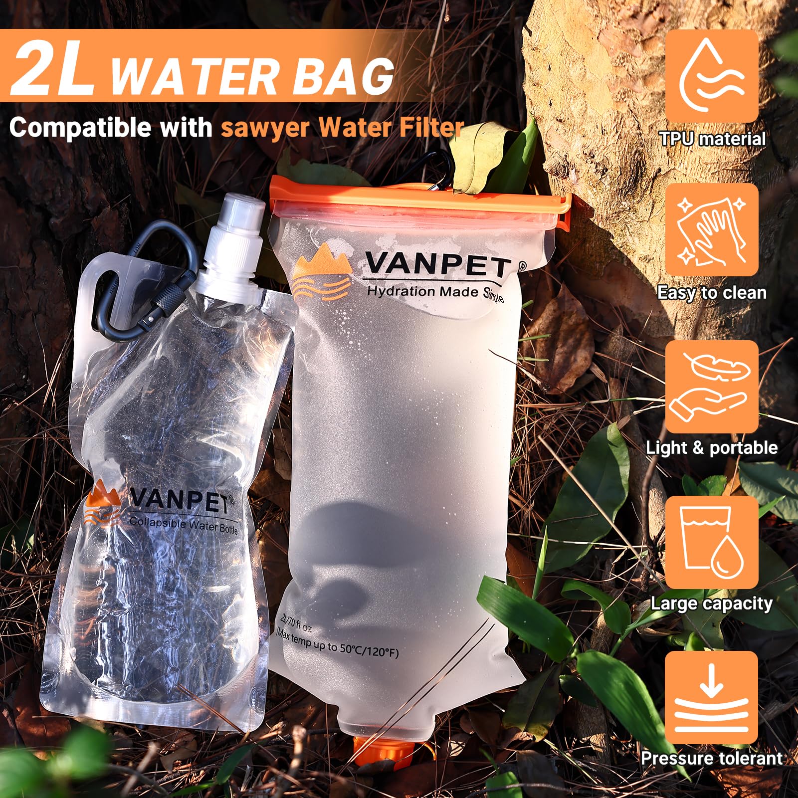 Amazon.co.jp: VANPET 2L&1L ウォーターバッグ Sawyerスクイーズ浄水