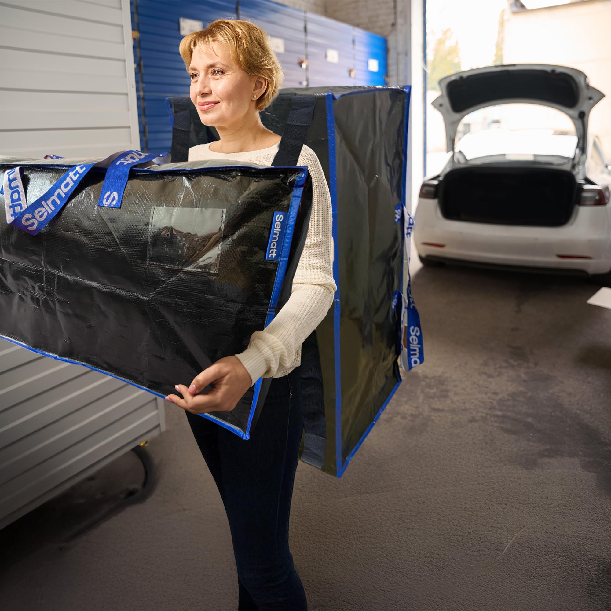 Sacs de déménagement XXL 104L grand format solides et renforcés – rangement vêtements, couettes, jouets – alternative aux cartons – sac de transport robuste (Lot de 5)