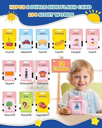 Miniatura 2 de bravokids Tarjetas de memoria parlantes, juguetes sensoriales educativos preescolares con 112 tarjetas de doble cara para niños y niñas de 1, 2, 3,