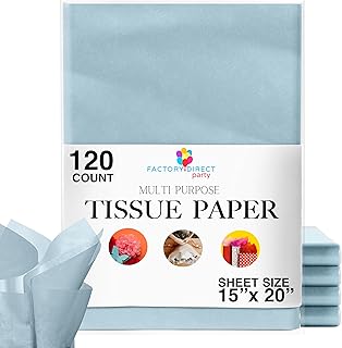 120 Sheets of Light Blue Tissue Paper - 15" x 20" Packing Paper Sheets for Moving - 10lb Wrapping Paper - Newsprint Paper for Packing, Gift Wrapping, Moving Supplies & Protecting Items Crown Display