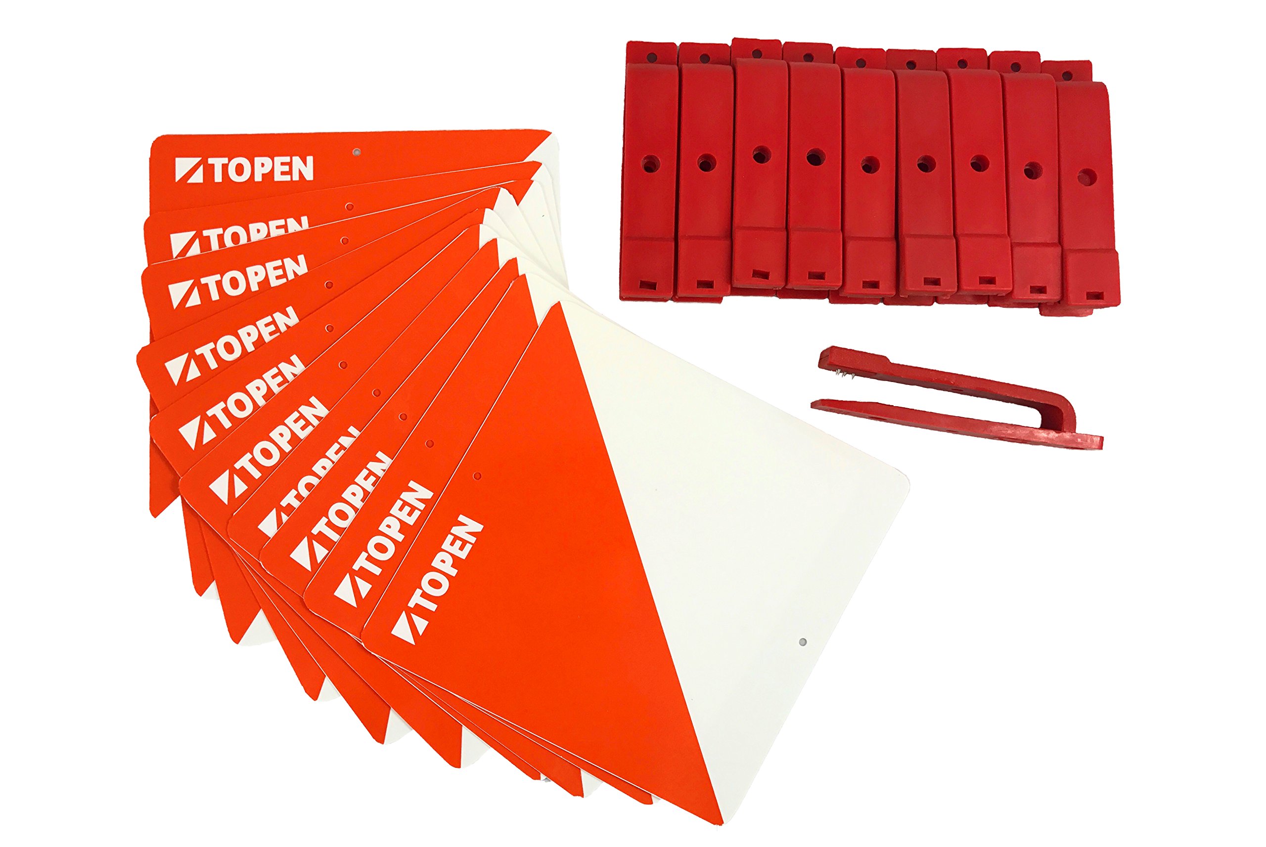 TOPENBeacons plastificadas 15 x 15 and Clamps for Labelling (Pack of 10), Orange, M