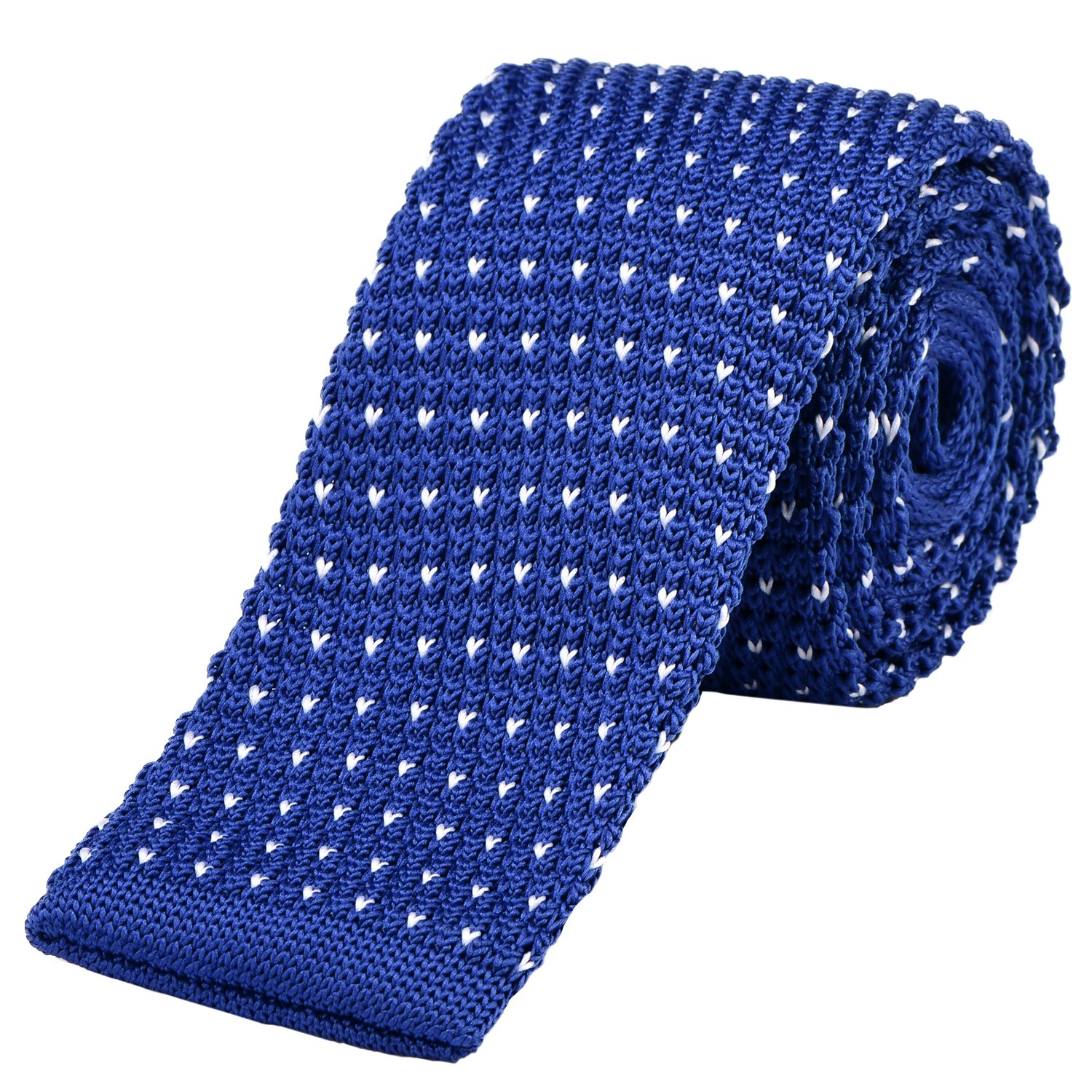 Dondon Men's Blue With Polka Dots Knit Knitted Tie Slim