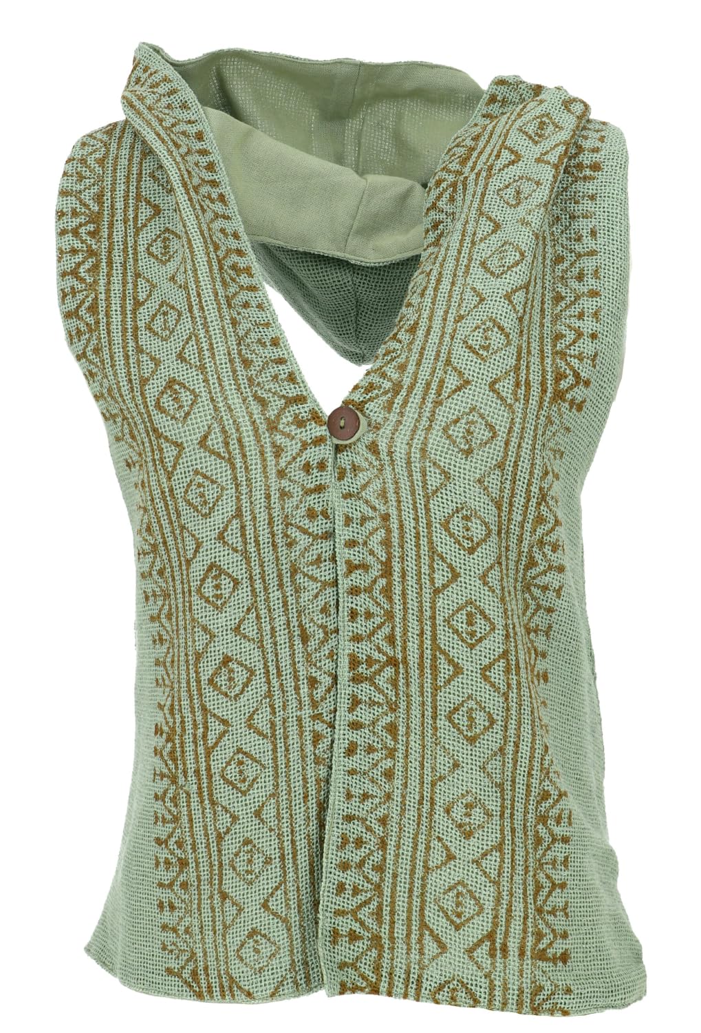 GURU SHOP Damska kamizelka boho z kapturem bez pleców, kamizelka festiwalowa