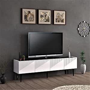 TV meubel Oppdal 45x154x37 cm wit [en.casa] | premiumXL
