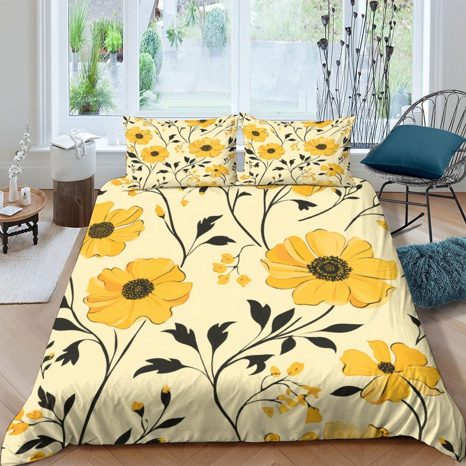 Parure de lit 220x240cm anti-pli pour grand lit King avec housse de couette imprimée
