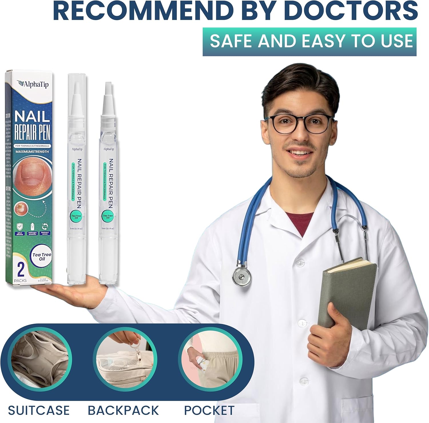 Nail Repair Pen – Nail Care Solution, Nail Strengthener Gentle Botanical Formula, Nail Treatment for Damaged Nails 2 packs - Image 6