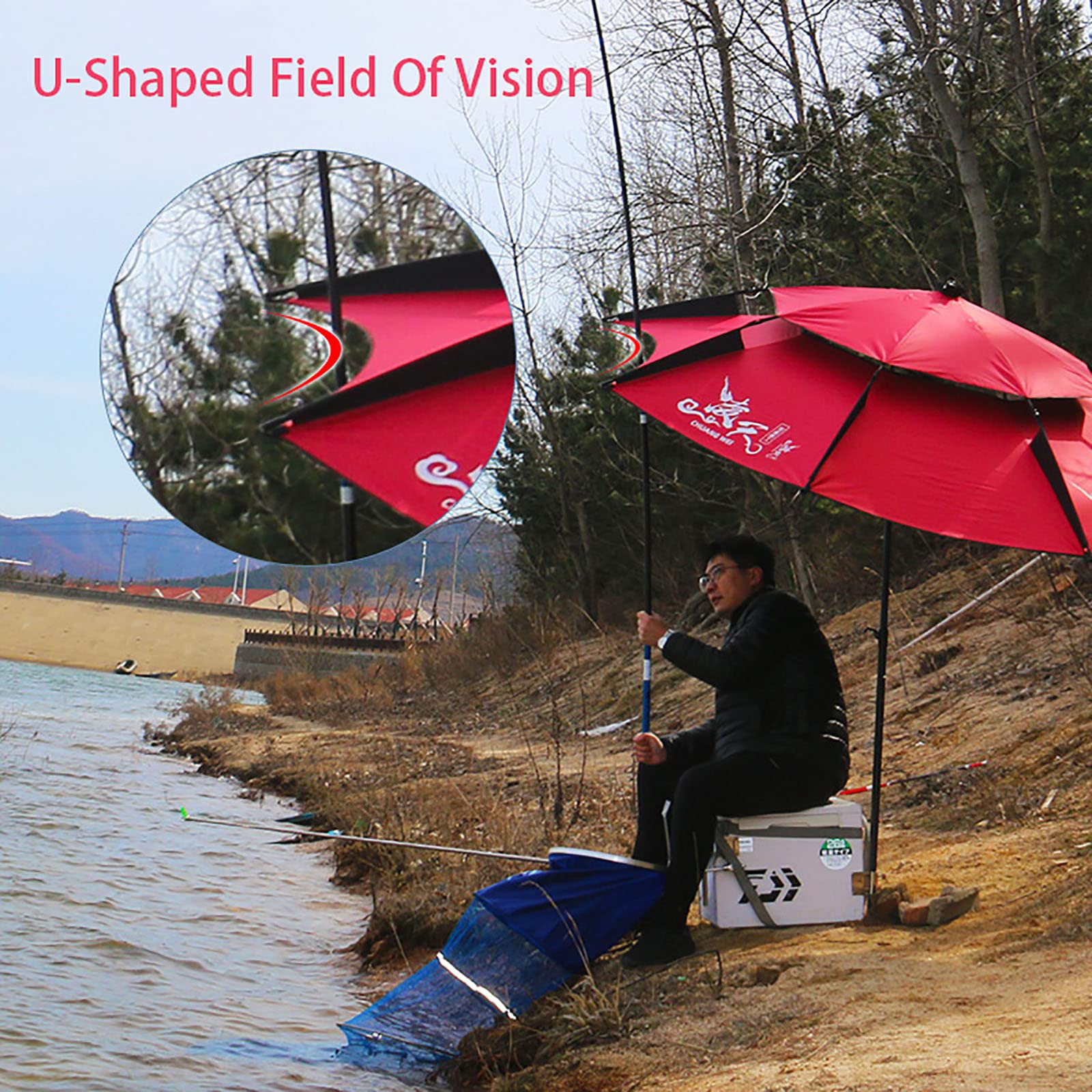 Amazon.com : Round Fishing Umbrella, Double Layer Ventilation