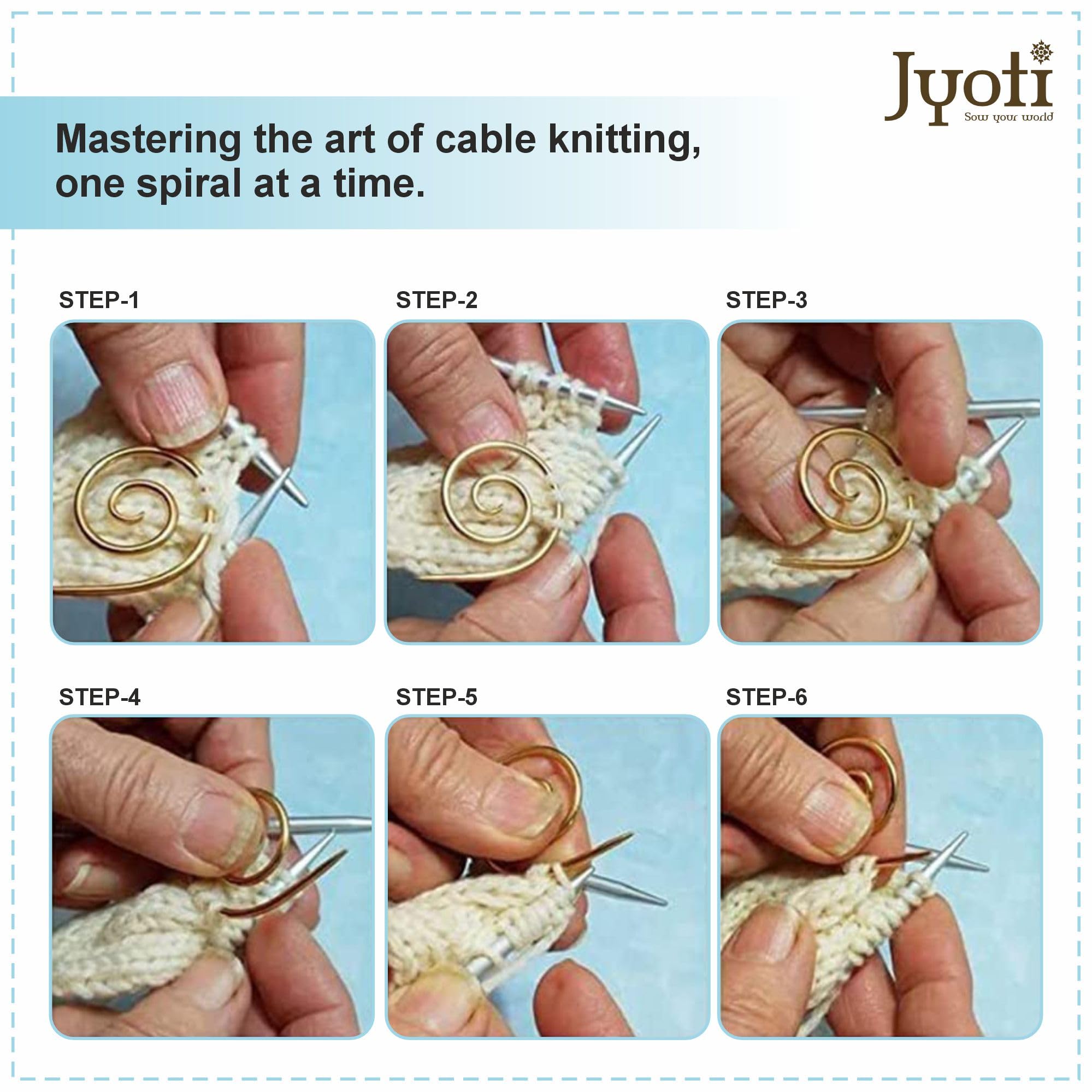 Jyoti Stitch Holder Spiral Aluminium for Knitting & Crochet (3 Pieces in a Pouch), Cable Needle Holder Set, Lightweight Knitting Accessory for Yarn Craft & DIY Projects, Multicolor - Pack of 1 Pouch 3