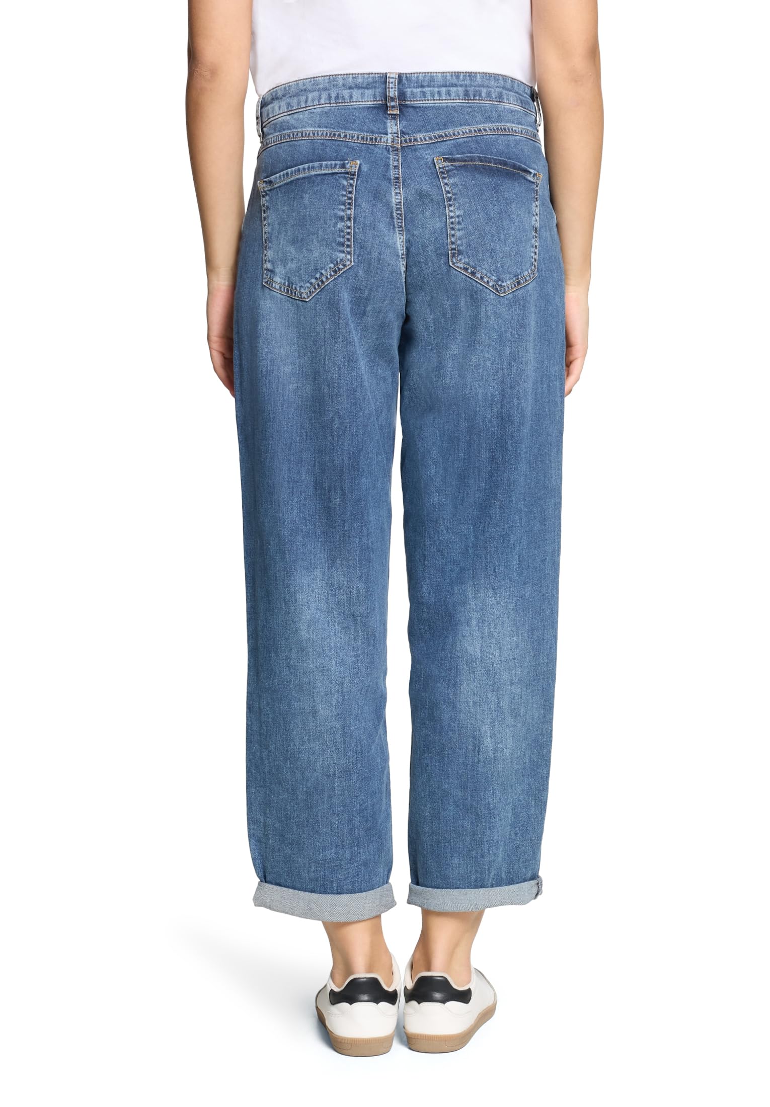 Cartoon Damen Used Look-Jeans mit Waschung