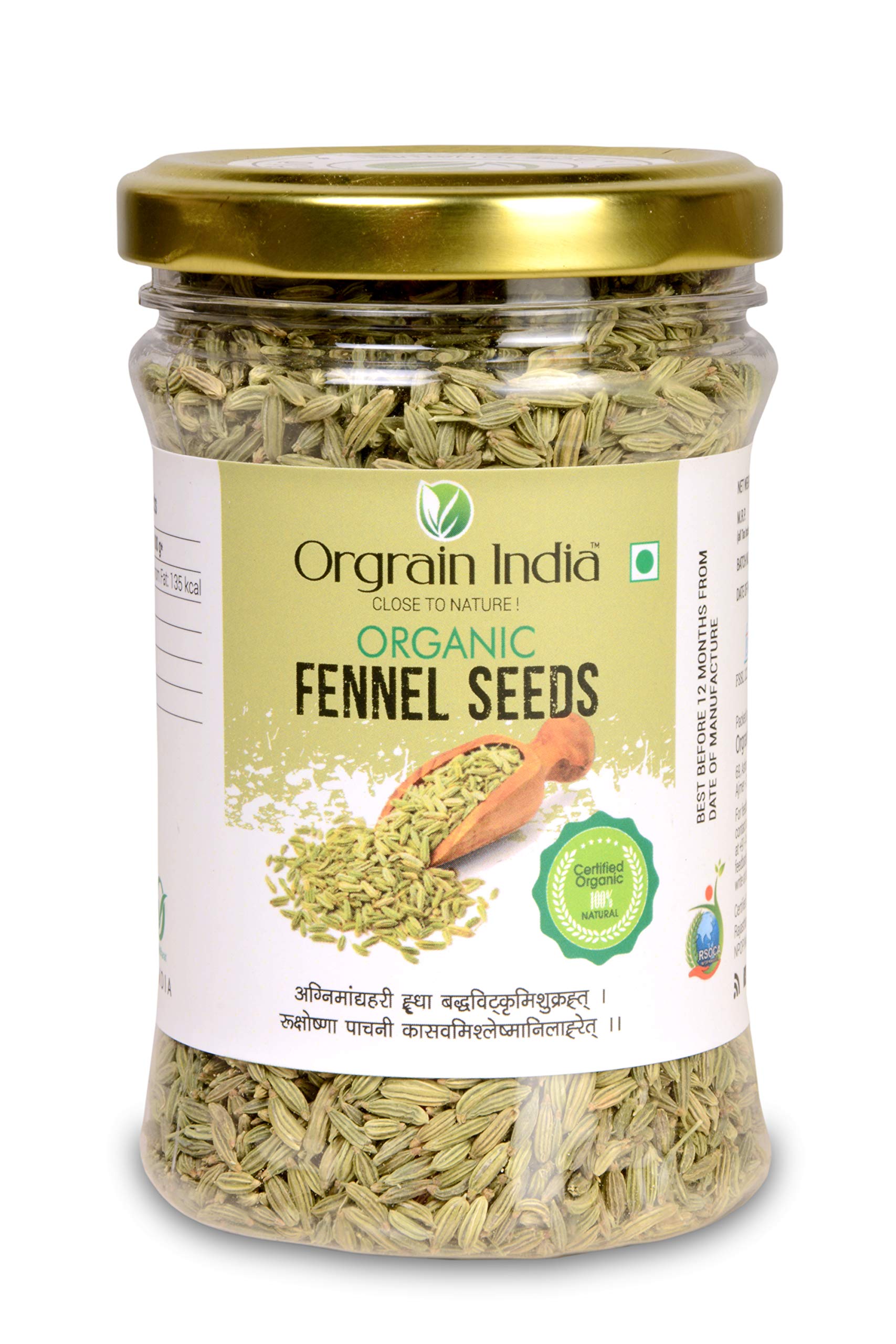 Orgrain India Organic Fennel Seeds, 120 grams | Saunf | Variyali | Whole Indian Spices (B07SGFRPJY) Amazon Price History, Amazon Price Tracker