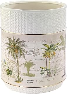 Avanti Linens - Waste Basket, Decorative Trash Can, Guest Bathroom Essentials, Tropical Inspired Bathroom Accessories (Colony Palm Collection)