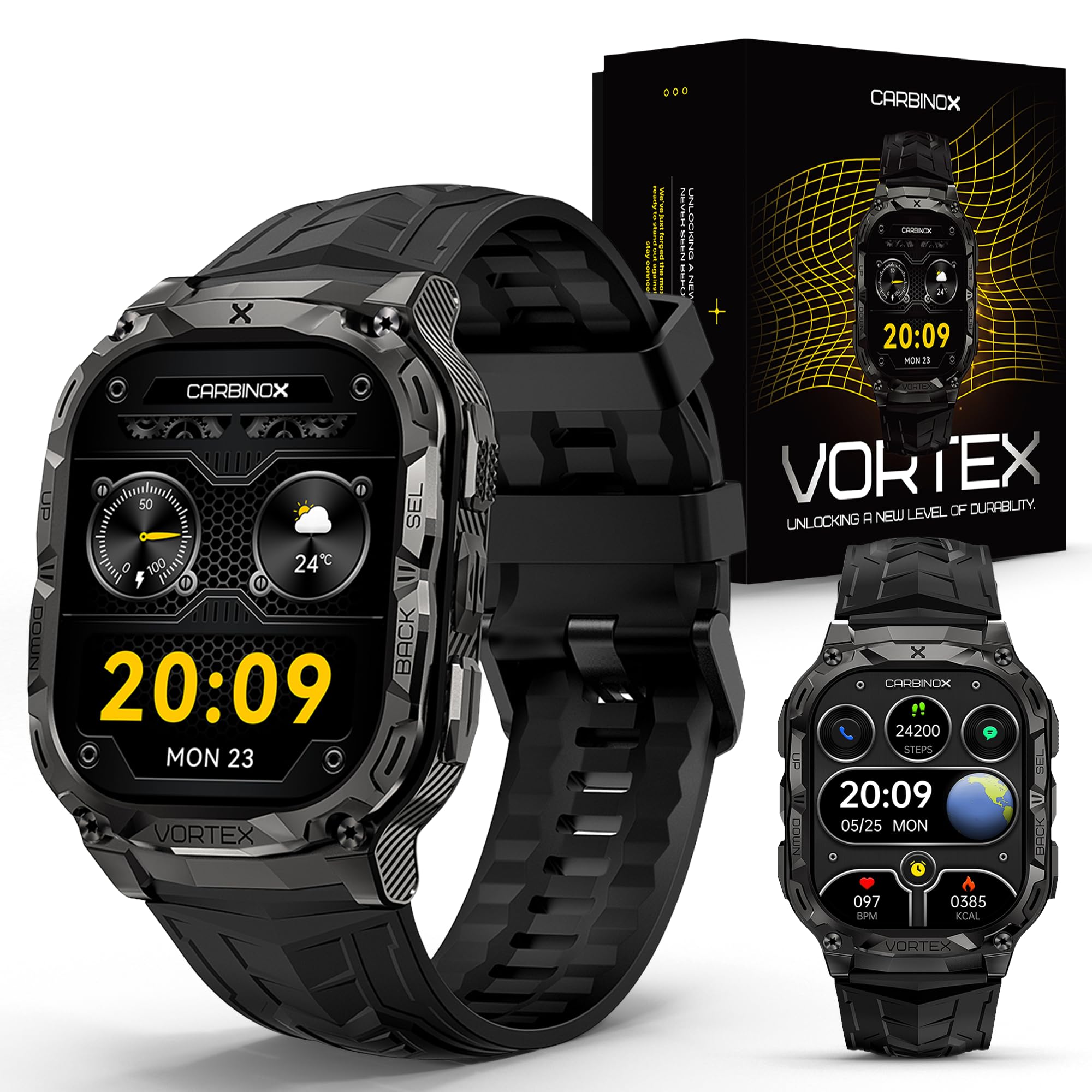 Vortex Smartwatch (Answer/Make Calls), Military-Grade Rugged Fitness Tracker, IP69K Waterproof, Sport Design for Active Lifestyles
