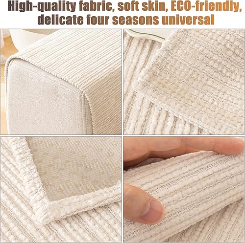 Miniatura 2 de Fundas para sofá, funda de sofá de felpilla con textura de rayas elásticas, protector de muebles impermeable y antideslizante para sala de estar,