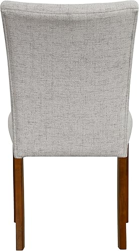 Miniatura 7 de HomePop Sillas de comedor de tela copetuda con botones, tejido sólido con textura neutra (juego de 2)