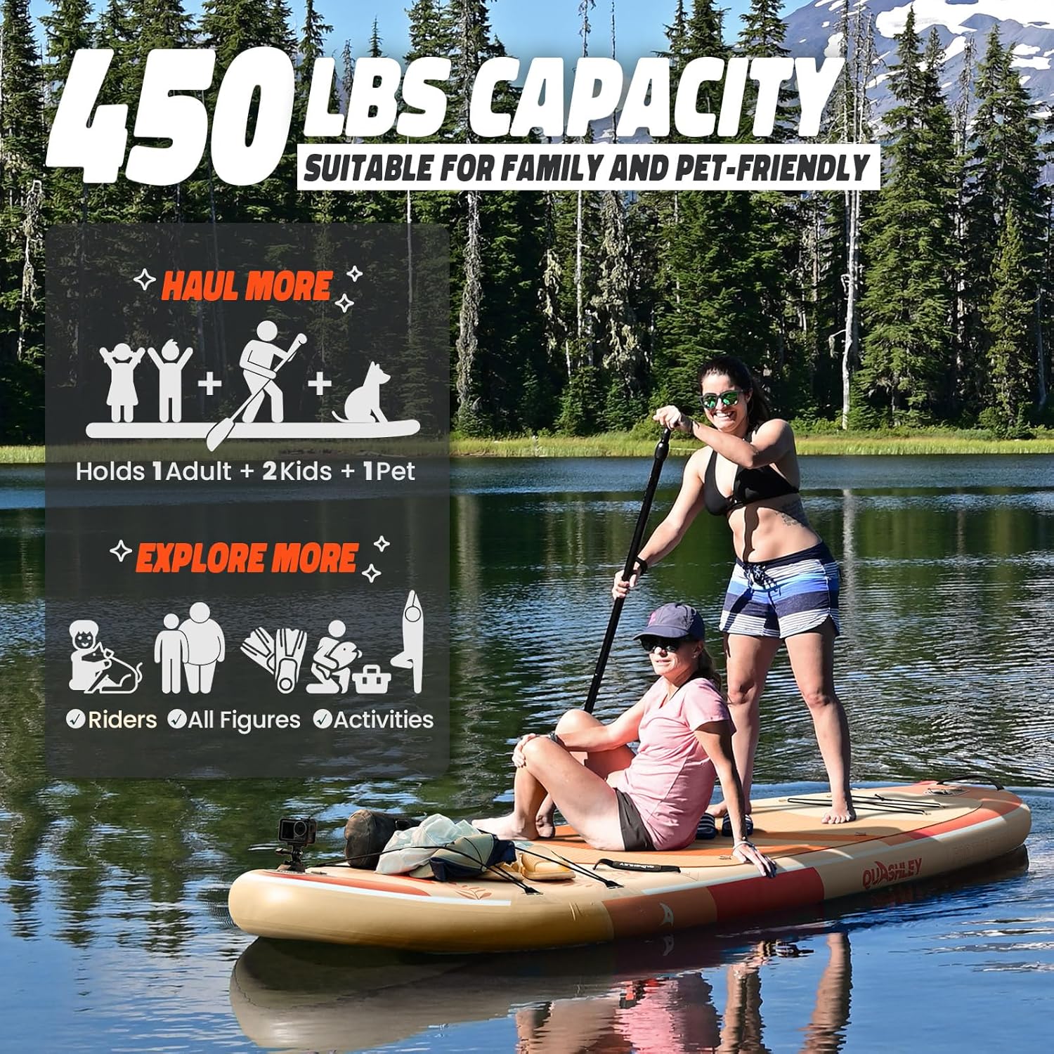 Quashley Inflatable Paddle Board Extra Wide Stand Up Paddleboards 11'×34" with All Premium Paddle Board Accessories,Inflatable SUP for Adults/Family,Beginner-Friendly,Removable Fin,Hand Pump - Image 7