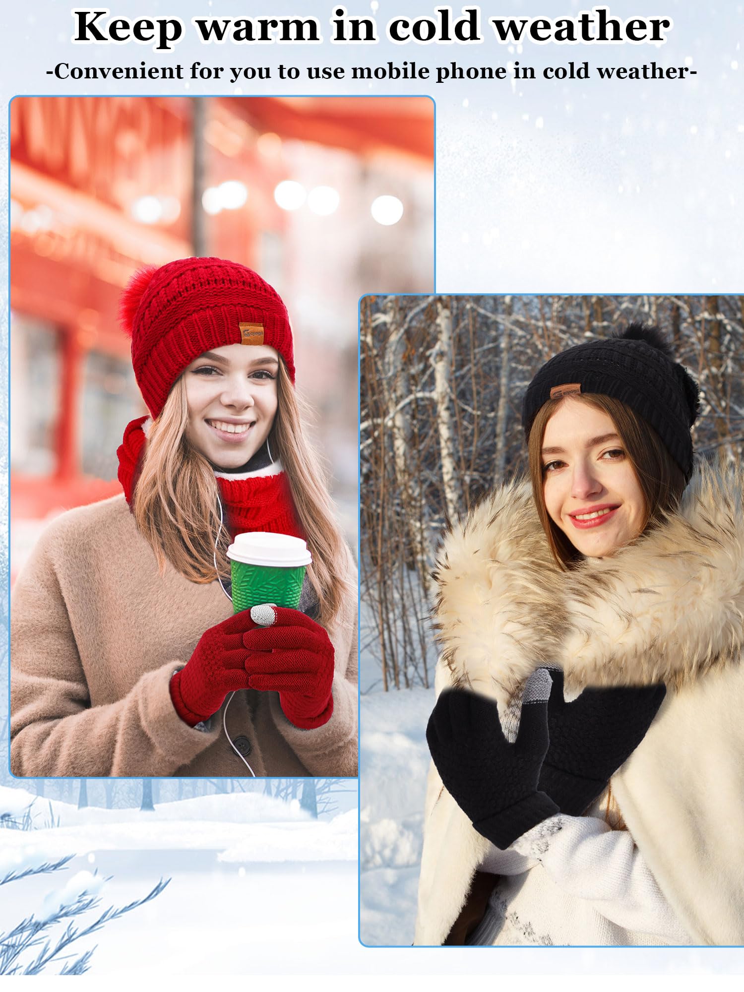 20pcs Winter Mütze Schal Handschuhe Socken Set Knit Beanie Mütze Touchscreen Handschuhe Halswärmer Schal für Damen Herren