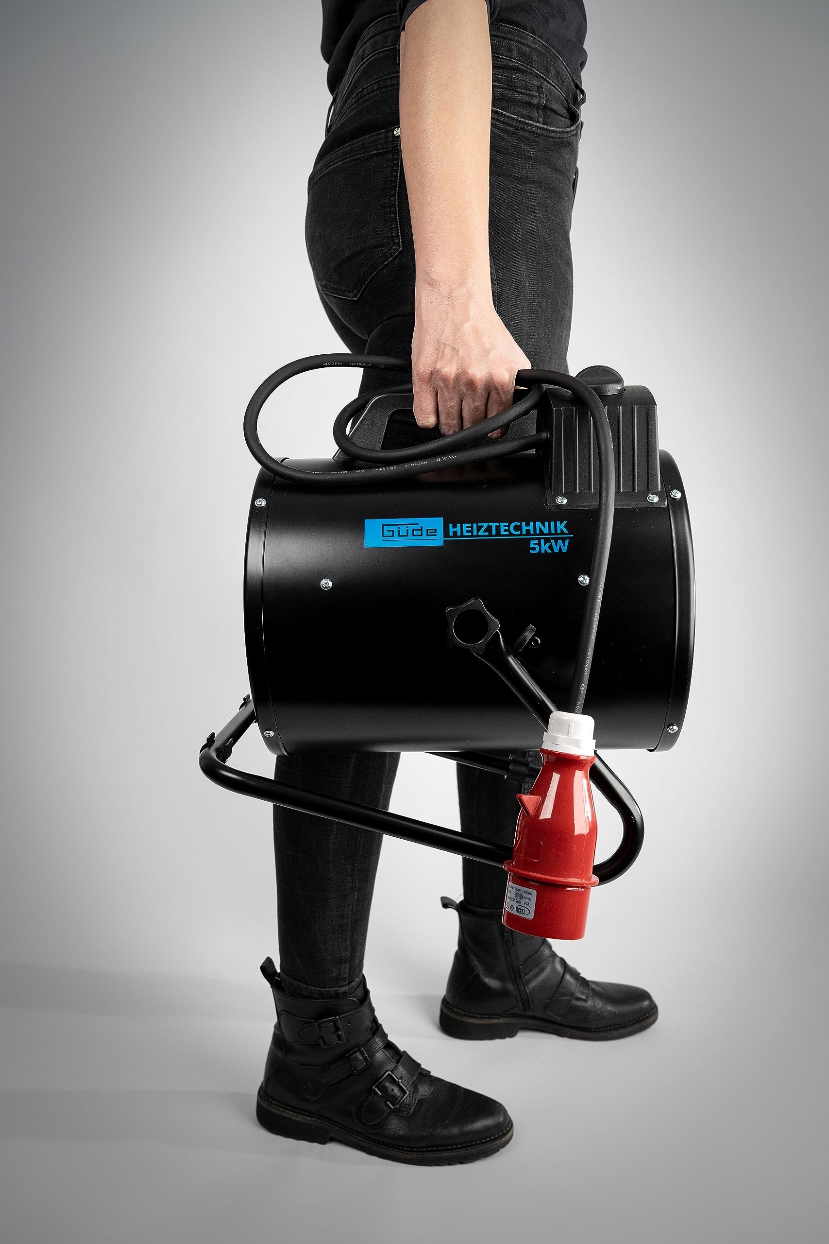 Güde Riscaldatore elettrico GEH 5000 R (400 V, 5000 W, 2 livelli di riscaldamento (2500/5000 W) + funzione ventilatore, 310 m³/h max. potenza di ventilazione, termostato continuo, protezione da