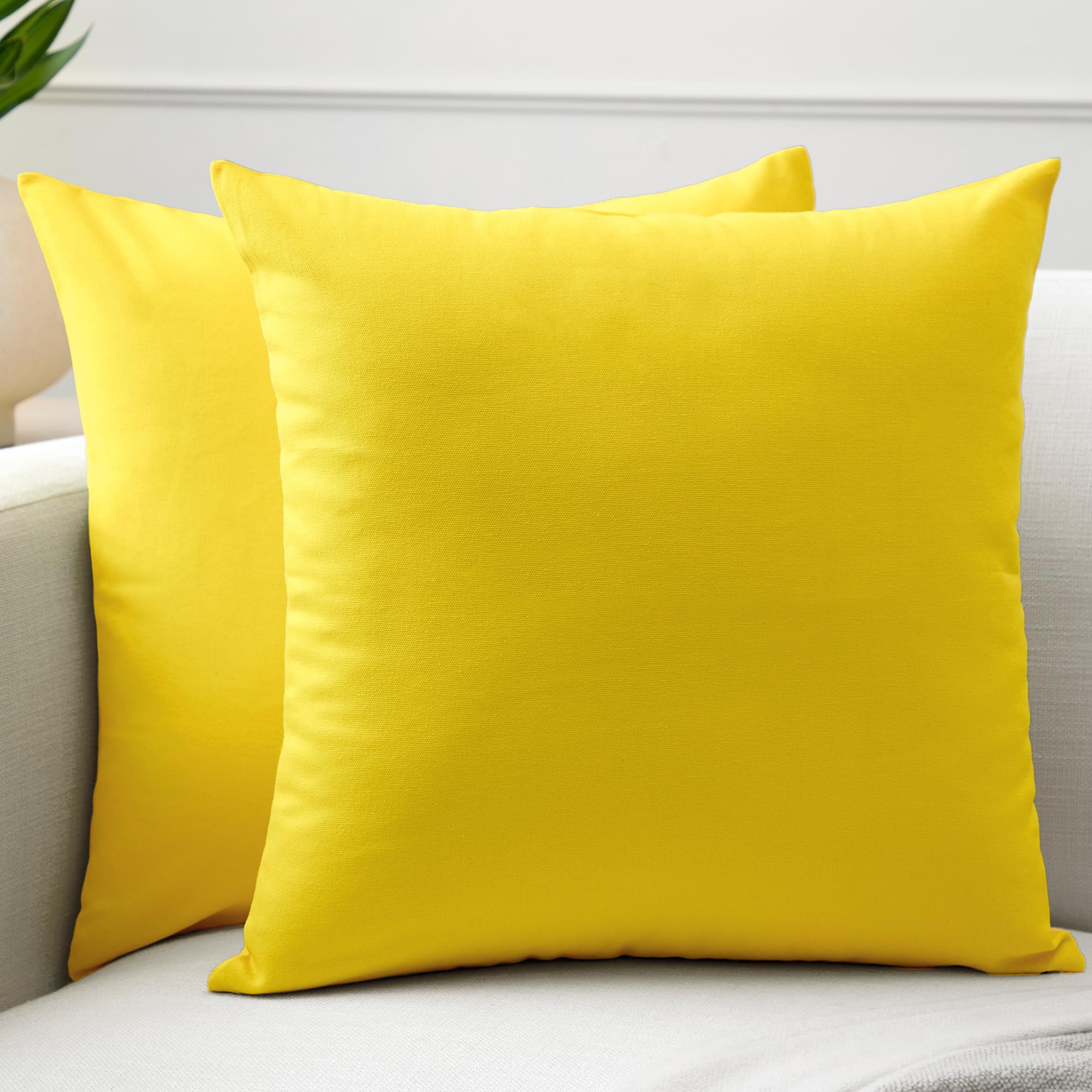 Encasa XO Throw Pillow Covers 20x20 in Set of 2 Sunbeam Yellow | No Inserts | Cotton Pillow Covers for Living Room, Bed, Sofa, Couch | Decorative