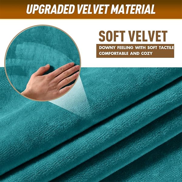 Stretch Velvet Sofa Seat Cover High Elastic Cushion Cover Sofa Cushion Furniture Cover Sofa Seat Cover Cushion Covers (Large 1 Seater, Turquoise Blue) - 4