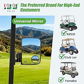 10L0L Golf Cart Mirrors, Side rear view Fits for EZGO Club Car Yamaha, No Drilling HD-Shatterproof with Blind Spot Mirror