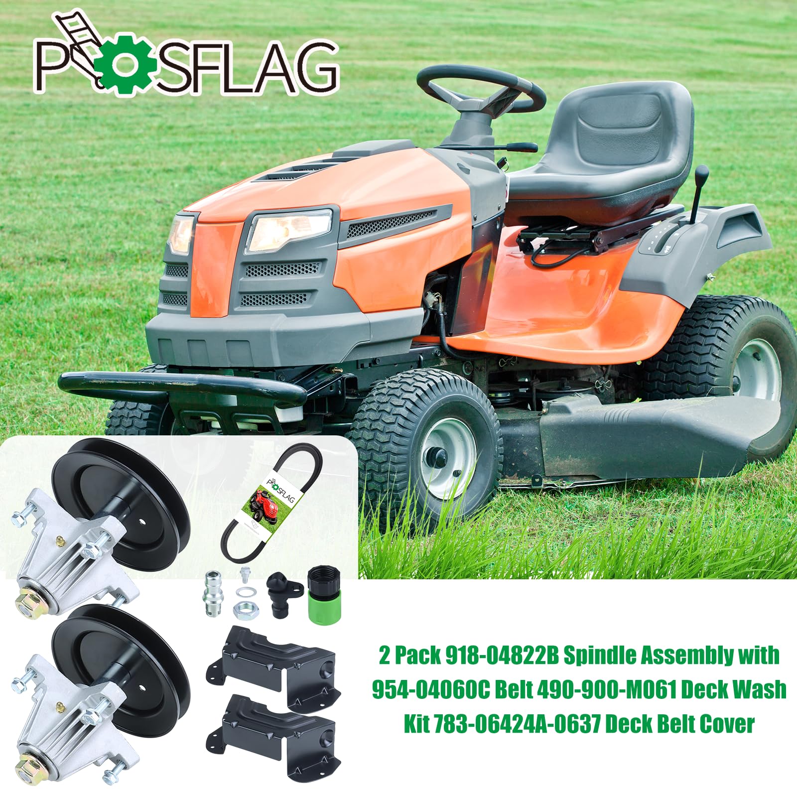 Paquete de 2 unidades de conjunto de husillo engrasado 918-04822A con correa 954-04060C 490-900-M061 Kit de lavado de cubierta 783-06424A-0637 cubierta de cinturón de cubierta sustituye al eje