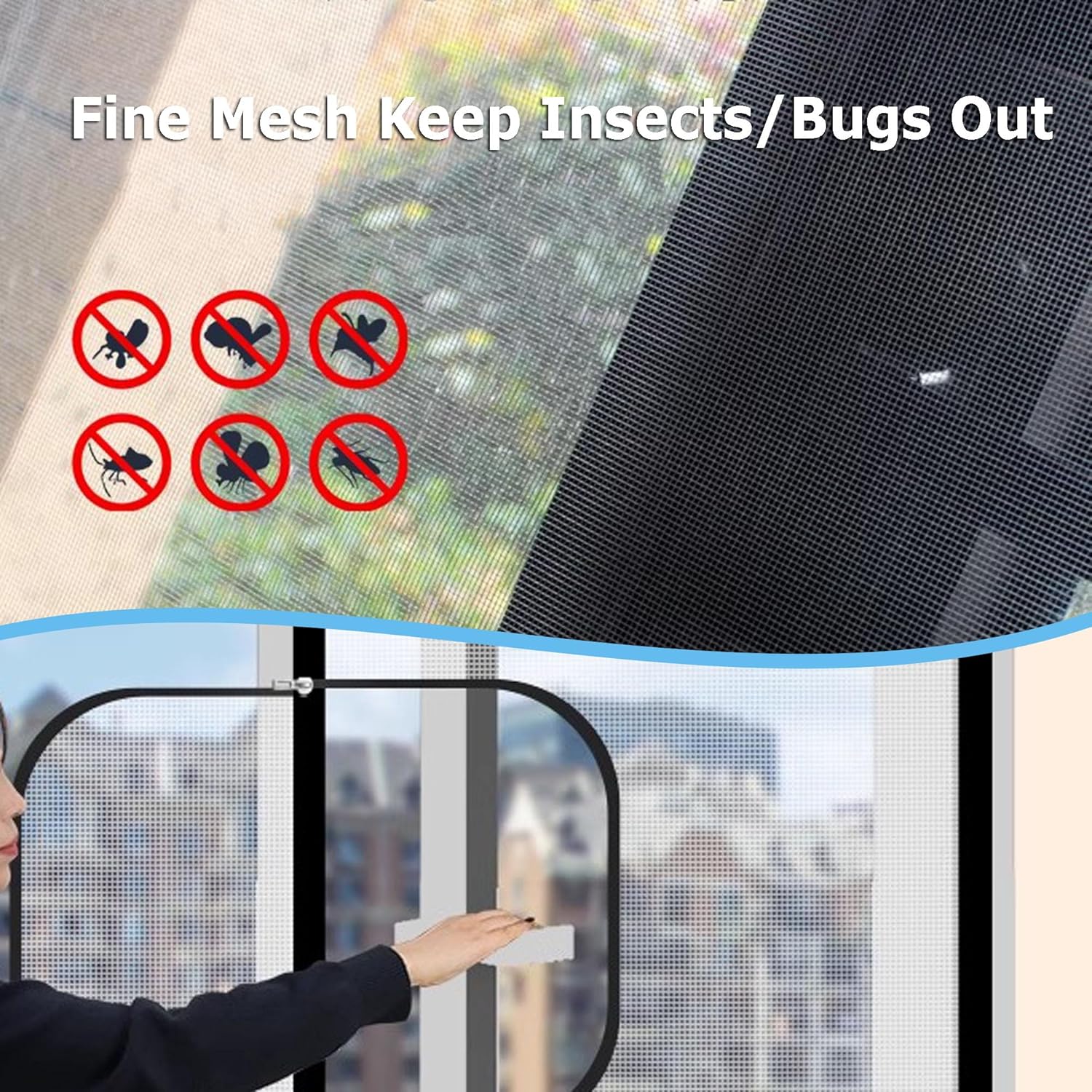 Custom Self-Adhesive Cat Proof Window Net Mesh, Insect-Proof Netting Protects Against Flies, Window Screen Mosquito Netting, Indoor Cat Safety Netting