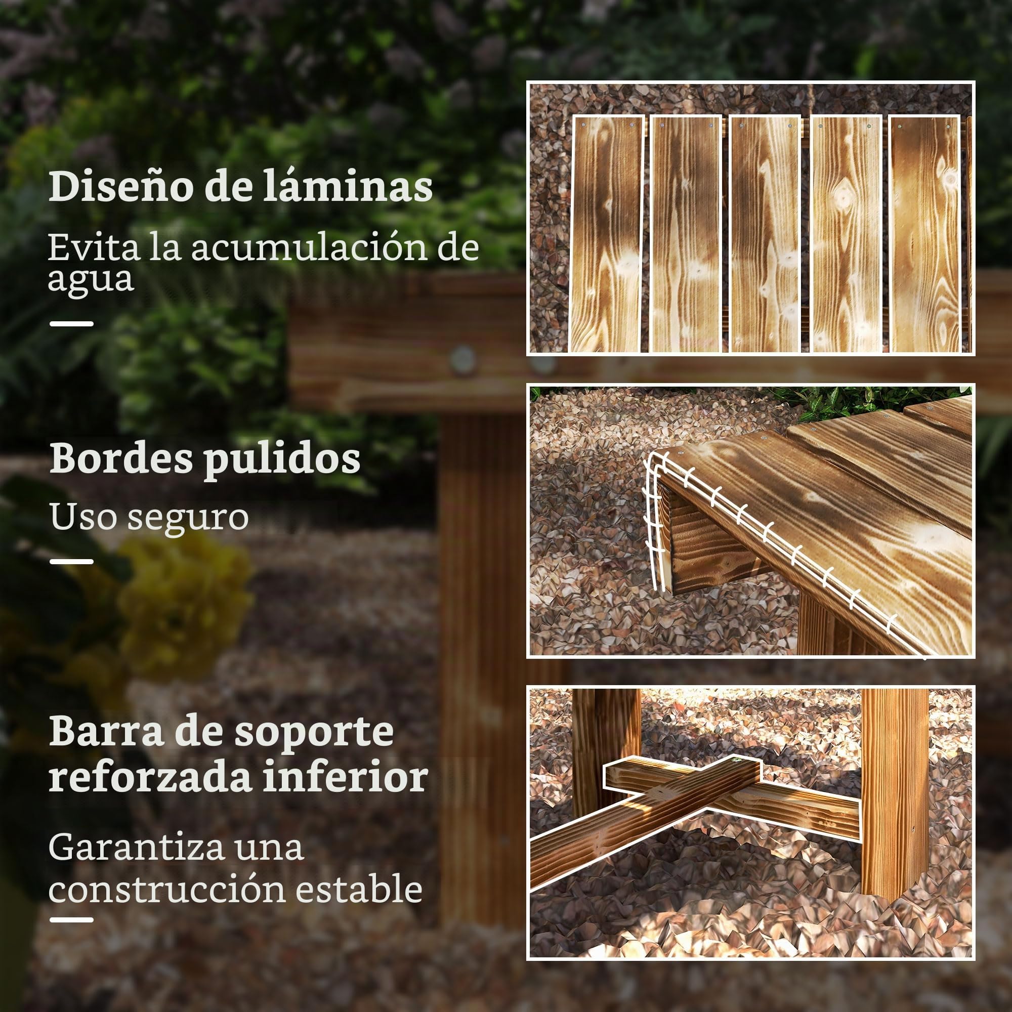 Outsunny Banco de jardín de 2 plazas de Madera, Resistente a la Intemperie, Muebles de jardín con Pintura Resistente al Agua, Banco de Parque, soporta 250 kg, Banco de Madera para balcón, terraza