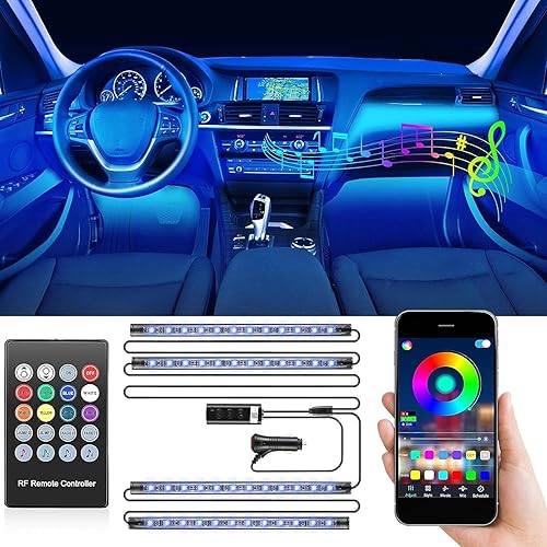 Miniatura 1 de DAYFULI Luces interiores para automóvil, tira de luces LED para interior de automóvil con control remoto y controlador de aplicación, diseño de