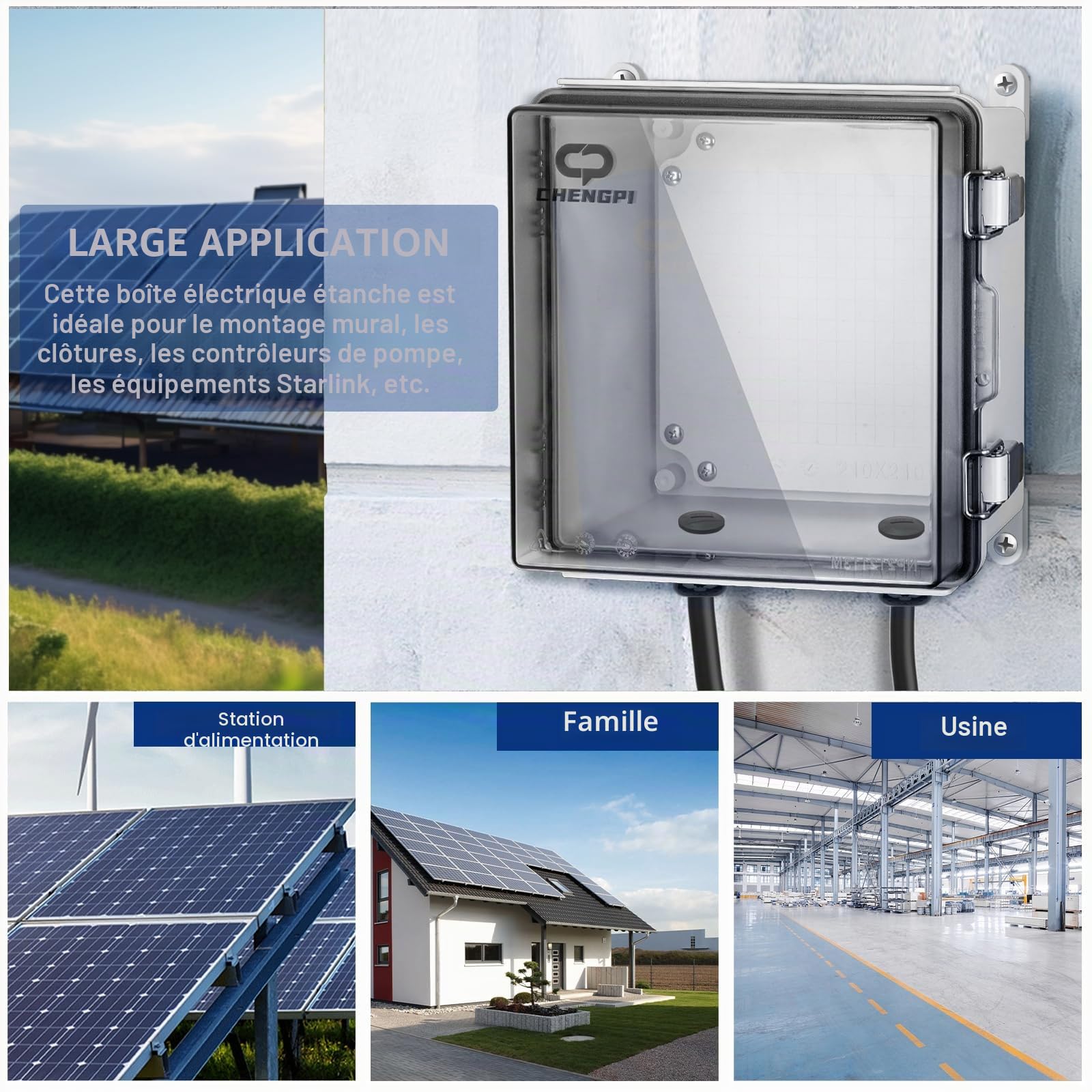 Boîte de Dérivation Electrique,Boitier Electrique Étanche avec Couvercle à Charnière,IP66 Boîte de Jonction en Plastique ABS,Couvercle Transparent Coffret Électrique 210x210x130MM