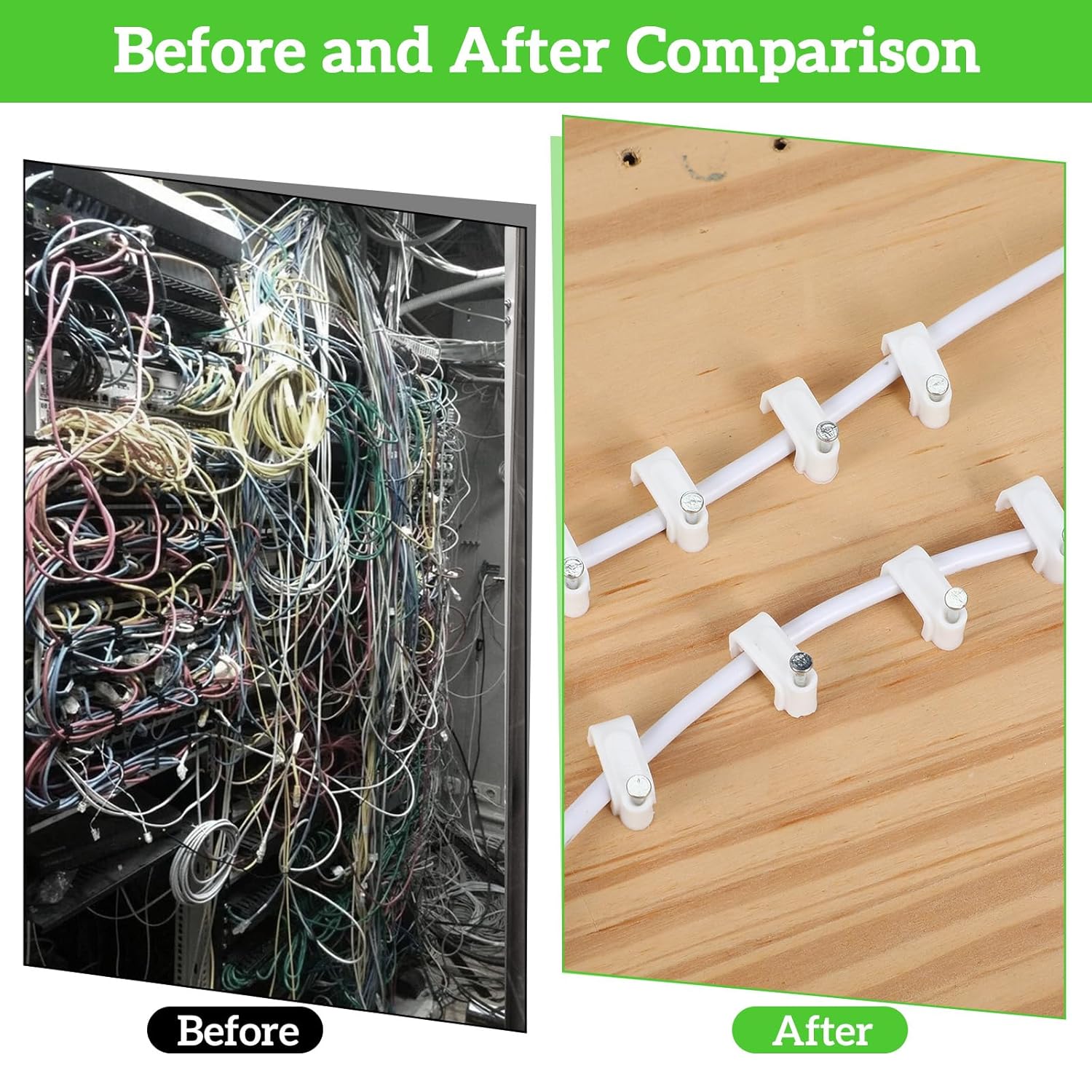 100 pcs Plastic Cable Clamps Clips, 10mm U-Shape Wire Wall Clips with Steel Nails, White Cable Tacks for Coax Ethernet TV Cord Management, Indoor Outdoor Use(10mm)