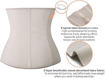 YIANNA Latex Waist Trainer for Women Tummy Control Zipper Underbust Waist Cincher Corset Hourglass Body Shaper Sport Girdle