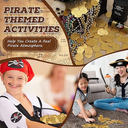 Miniatura 4 de Hanaive 100 Piezas Monedas de Pirata de Metal Cofre del Tesoro Doblón Español Monedas Falsas Fichas para Niños Juegos de Mesa Fiesta Pirata Cosplay