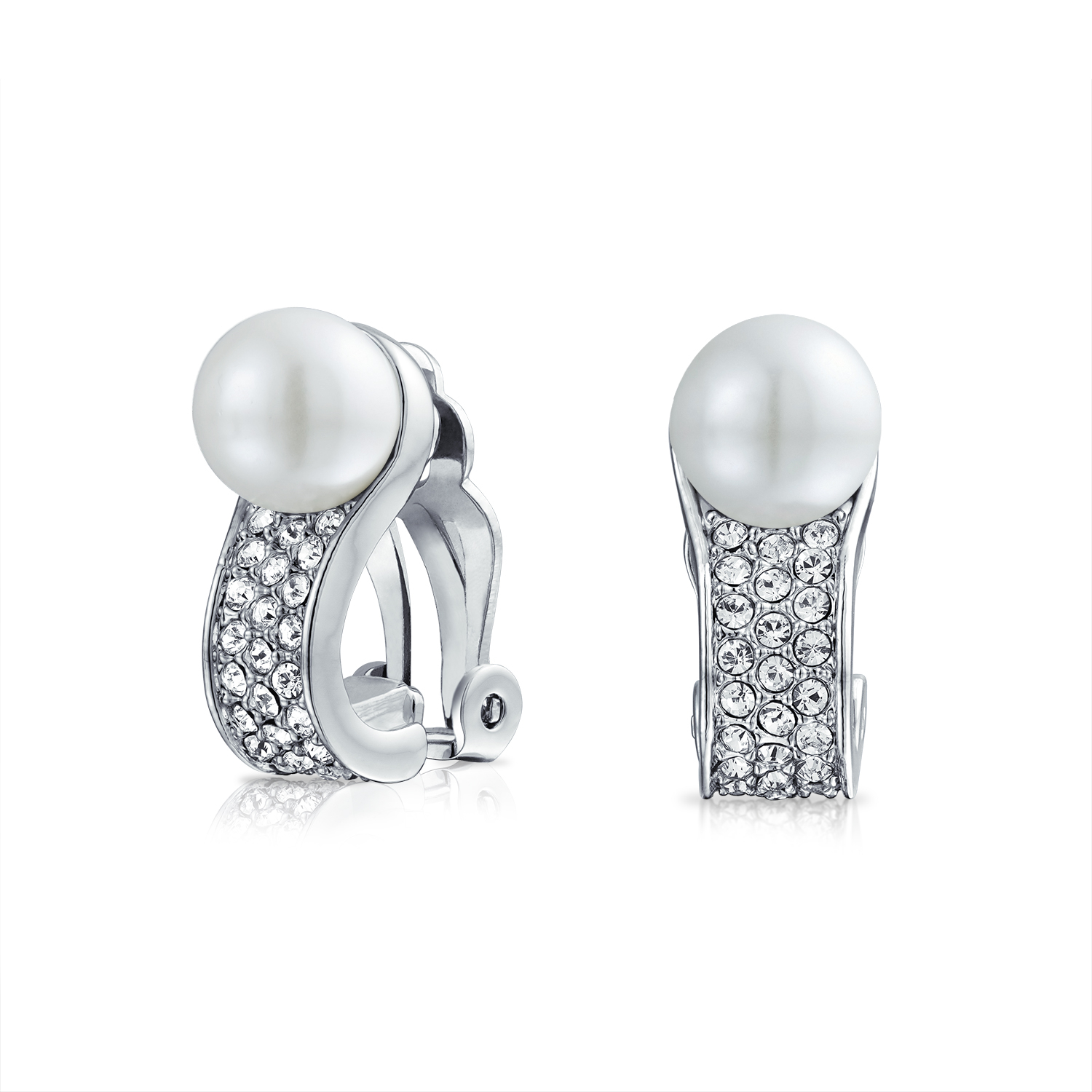 Orecchini A Clip Con Perla Simulata Tono Dorato - Eleganti E Senza Foro Per Donne E Sposa - Quadrifoglio