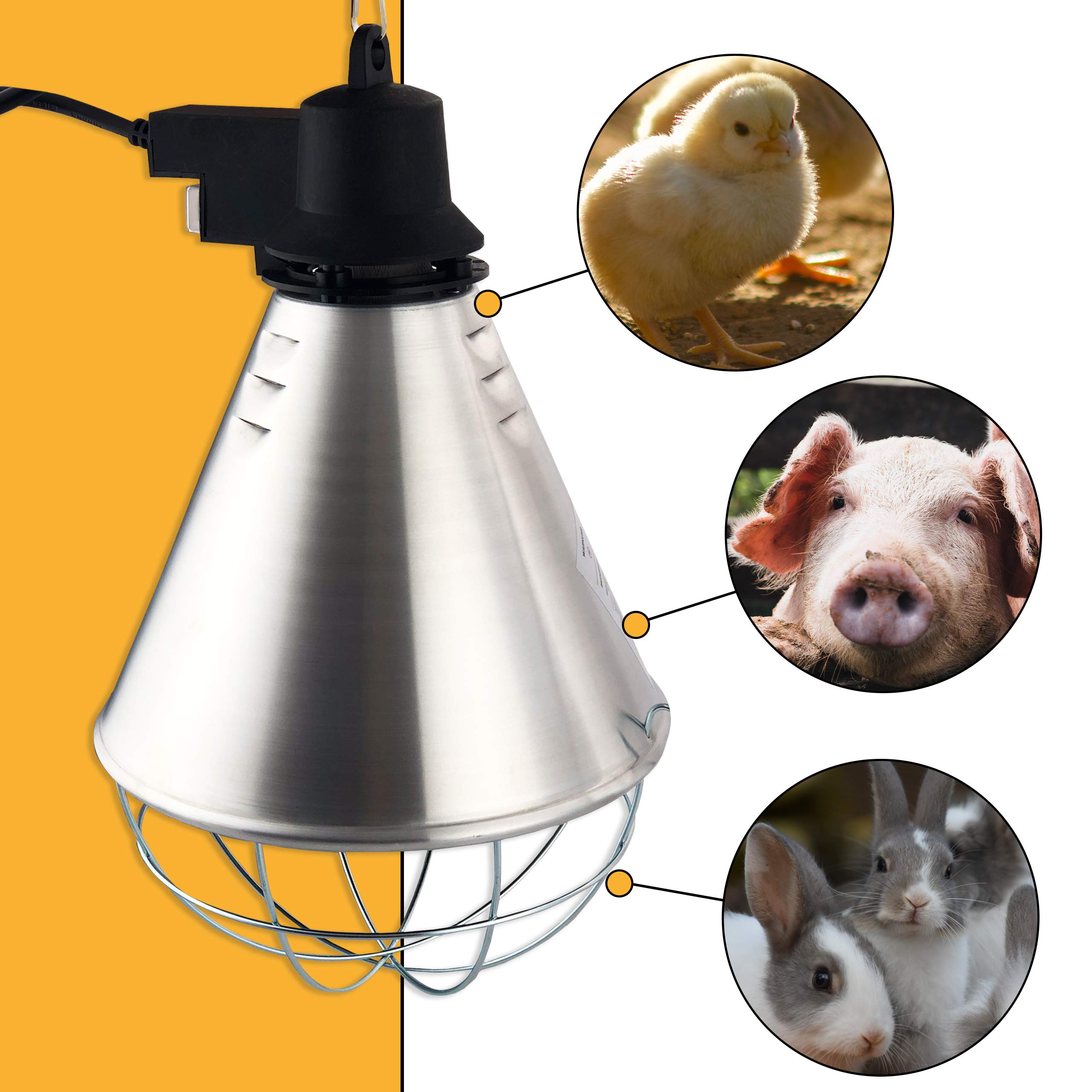 Profi Wärmestrahler mit Sparschalter | Set 175 Watt Rotlichtlampe Wärmelampe E27 | Ferkellampe, Kückenlampe, Wärmelampe Tiere, Hühner, Infrarot Heizstrahler
