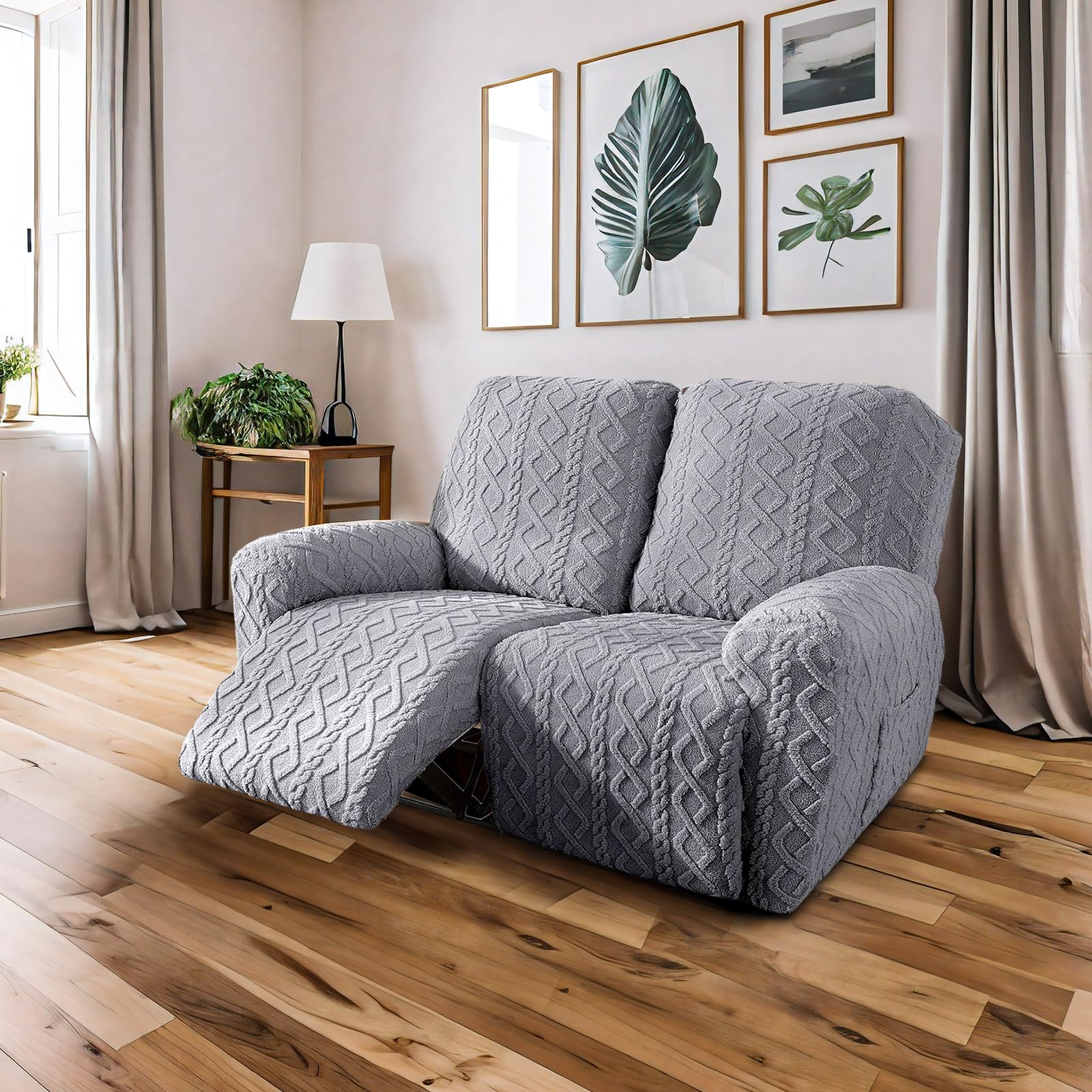 JOKIVTOU Loveseat Recliner Covers 6 Pieces Reclining Sofa Slipcovers with Pocket& Elastic Bottom, 2 Seaters Lazy Boy Non Slip Love Seat Sofa Couch Slipcover, Thick Soft Feel, Washable