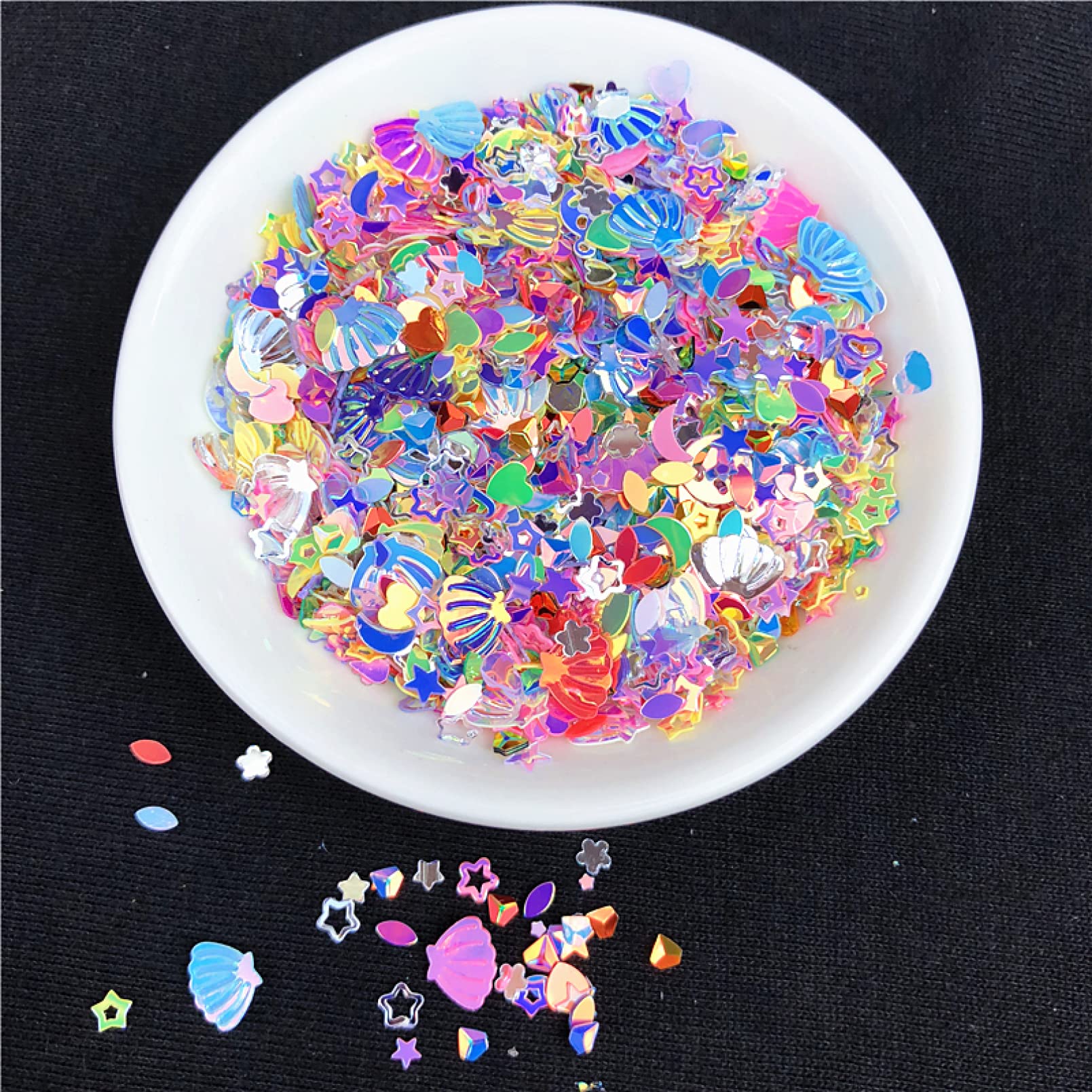 Lose Pailletten, Pailletten, 500 g/Packung, ultradünne mondförmige Pailletten for Nagelkunst, PET, bunte Pailletten, Pailletten, Hochzeit, Basteln, Dekoration, Konfetti